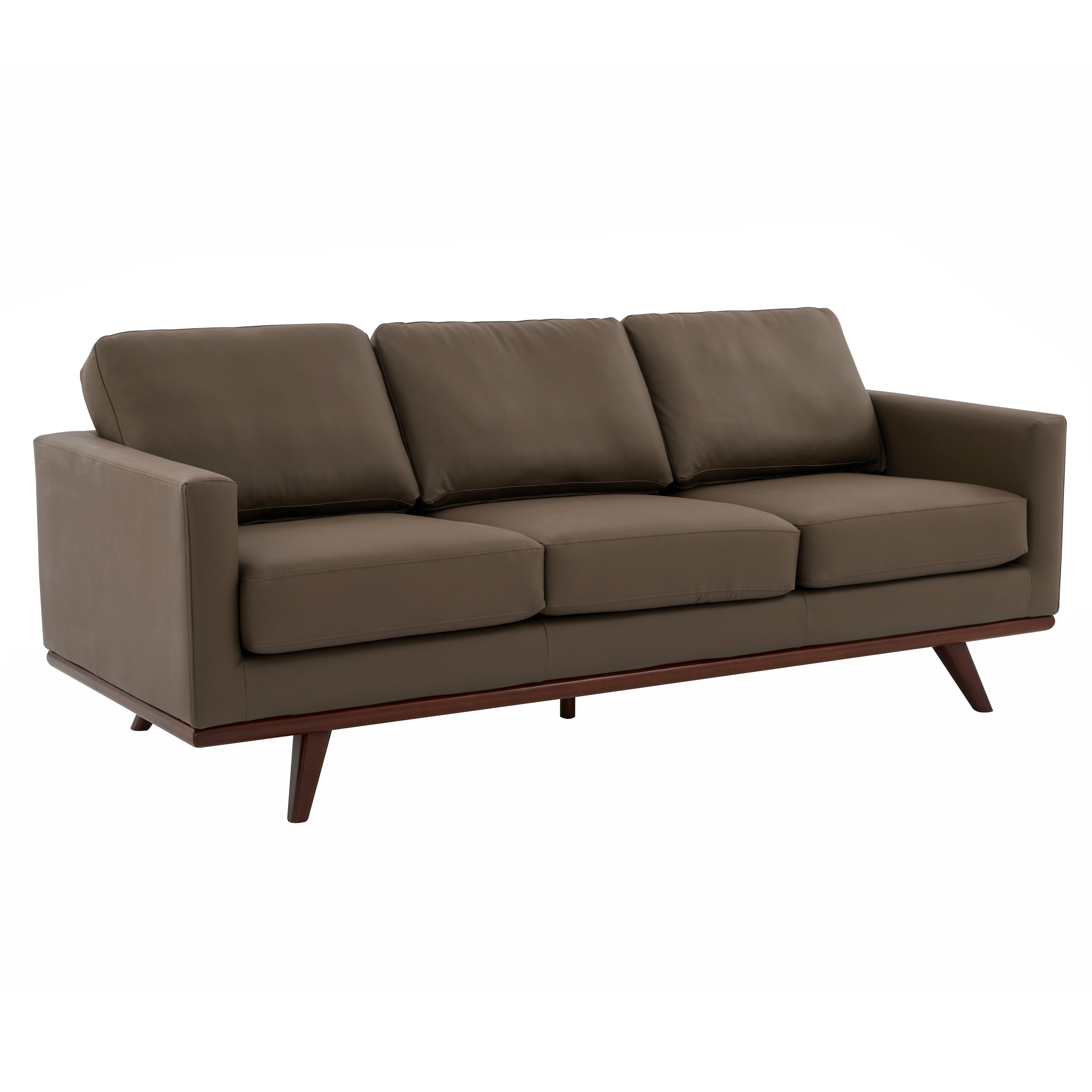 Chester Modern Faux Sofa in Taupe Leather