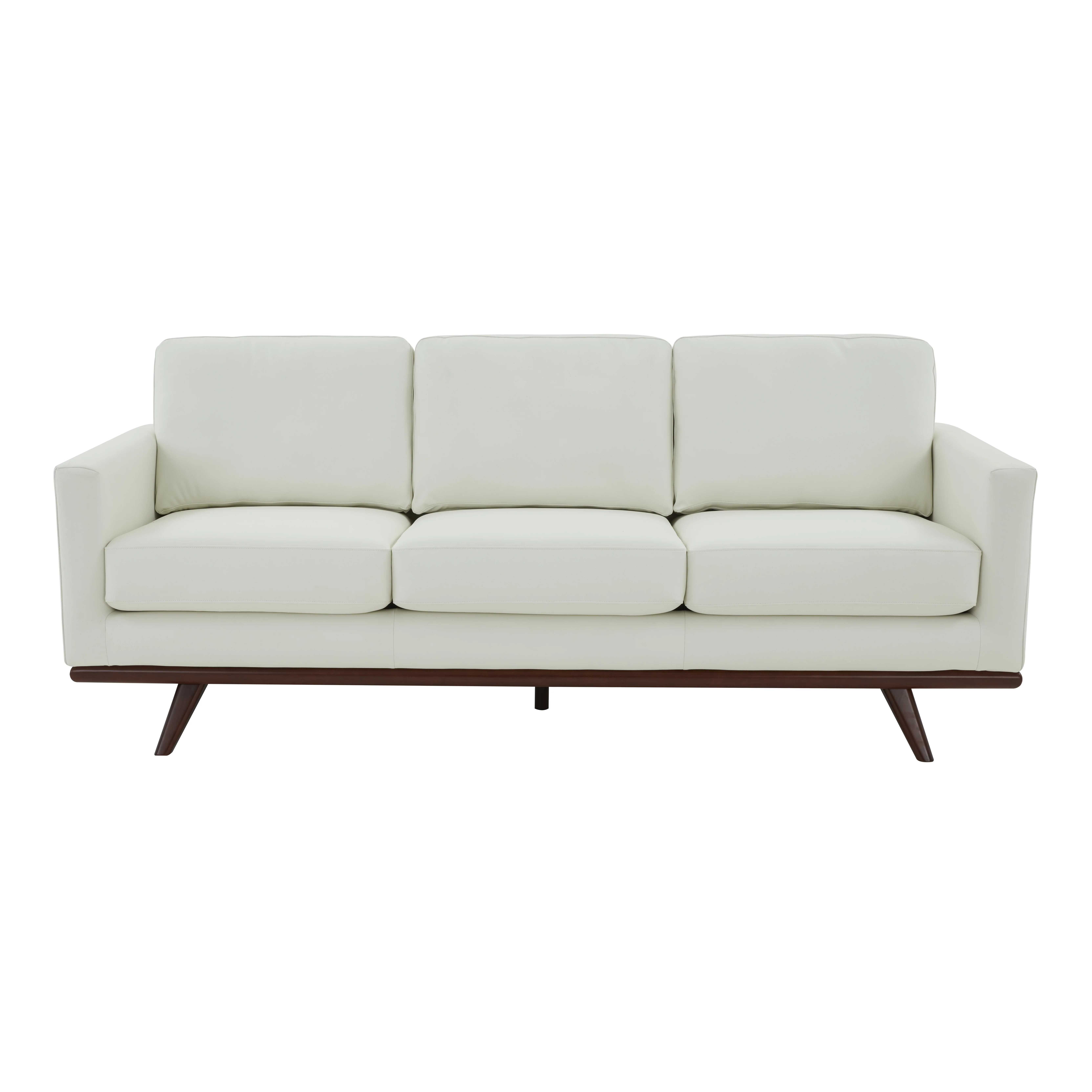 Chester Modern Leather Sofa With Birch Wood Base
