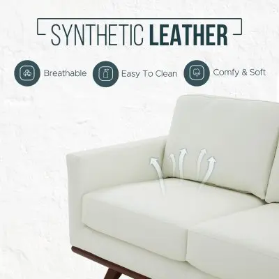 Chester Modern Leather Sofa With Birch Wood Base