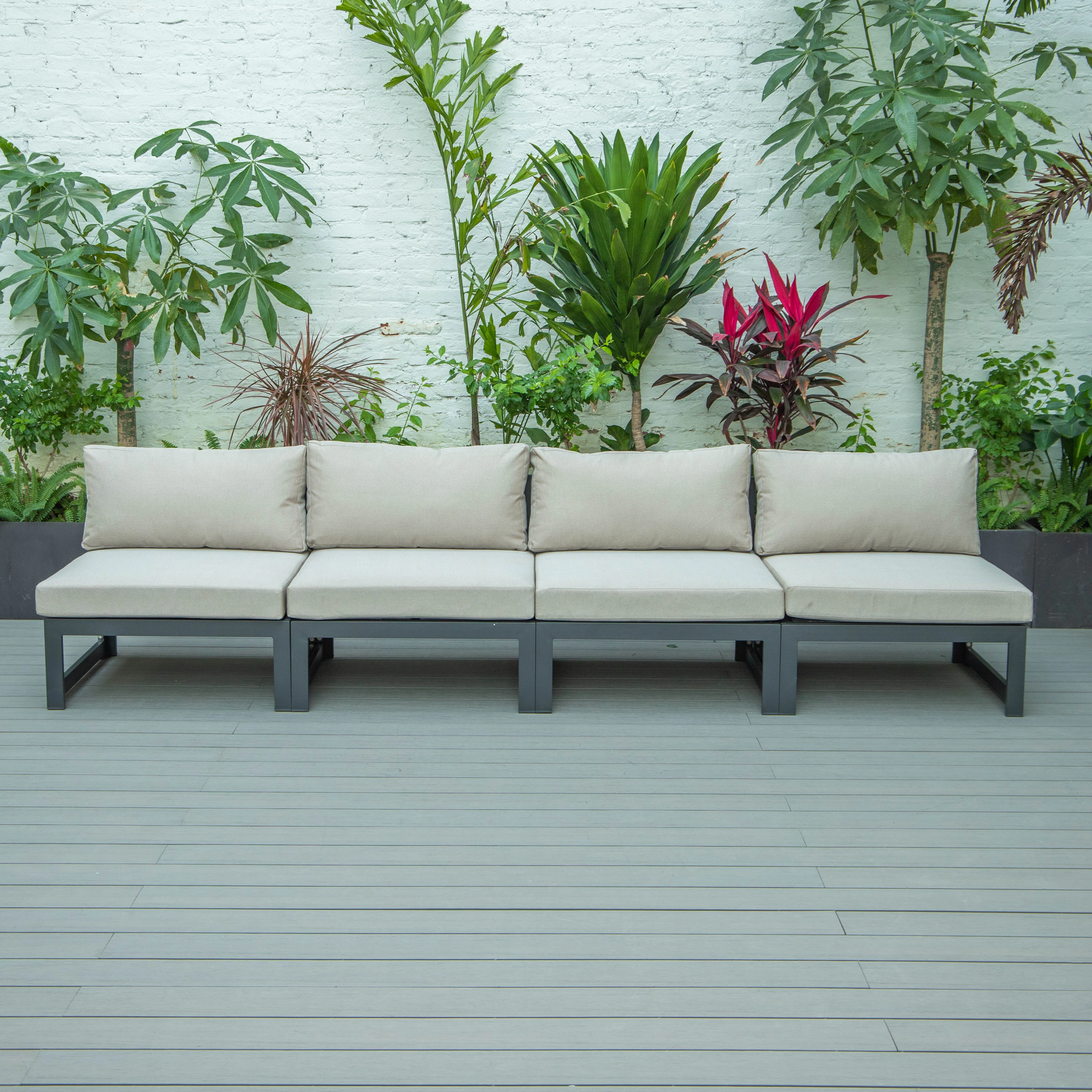 Chelsea 4-Piece Middle Patio Chairs Black Aluminum With Cushions