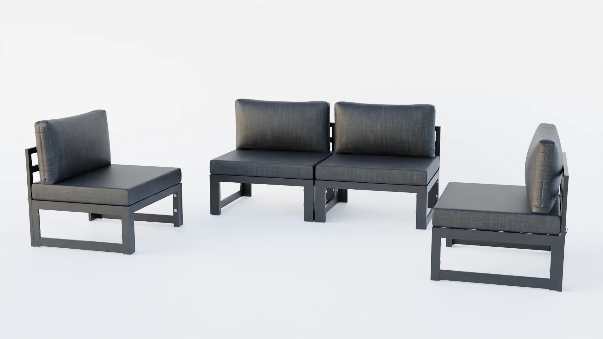 Chelsea 4-Piece Middle Patio Chairs Black Aluminum With Cushions