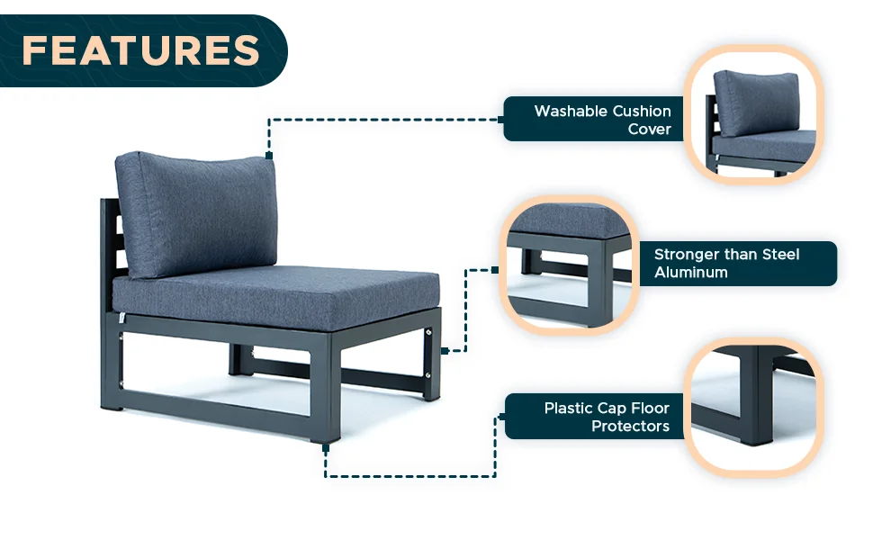 Chelsea 4-Piece Middle Patio Chairs Black Aluminum With Cushions