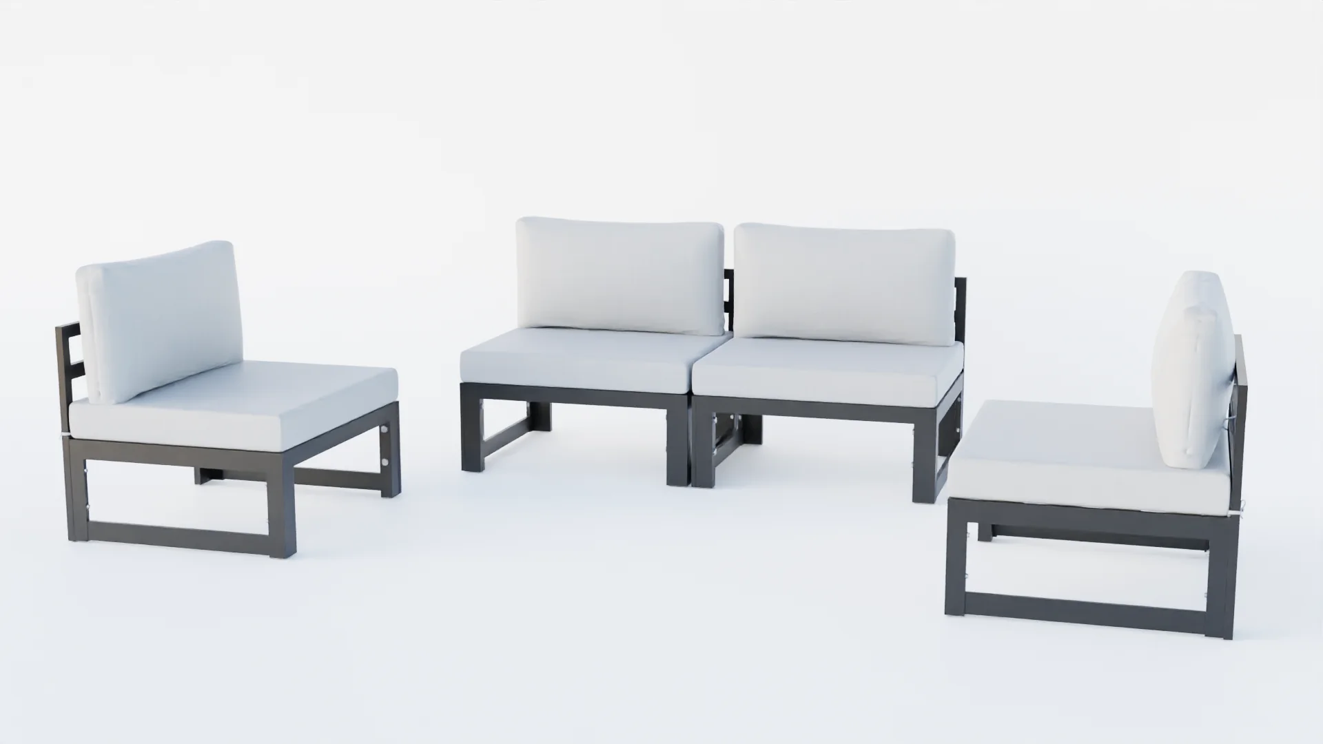 Chelsea 4-Piece Middle Patio Chairs Black Aluminum With Cushions