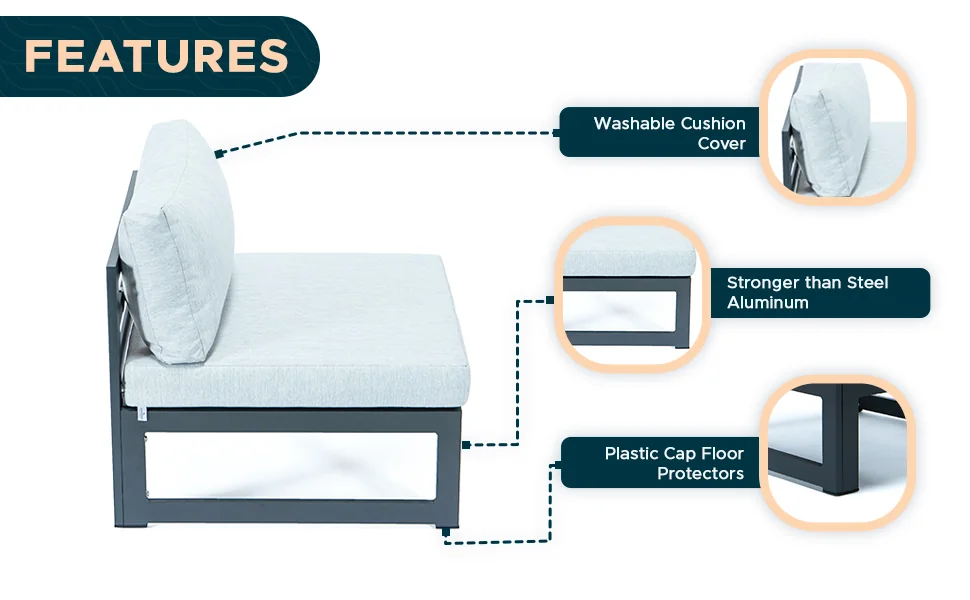 Chelsea 4-Piece Middle Patio Chairs Black Aluminum With Cushions