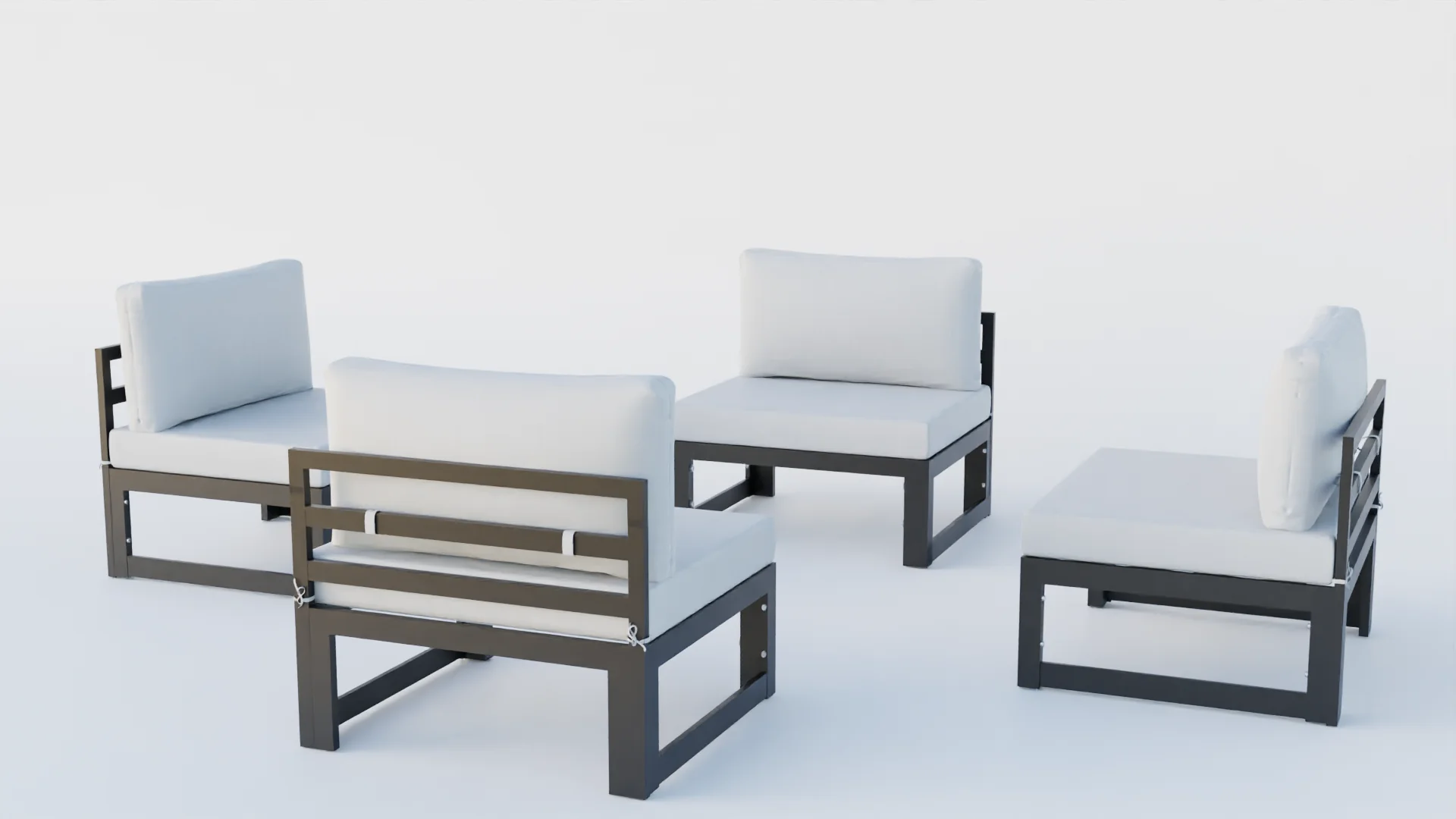 Chelsea 4-Piece Middle Patio Chairs Black Aluminum With Cushions