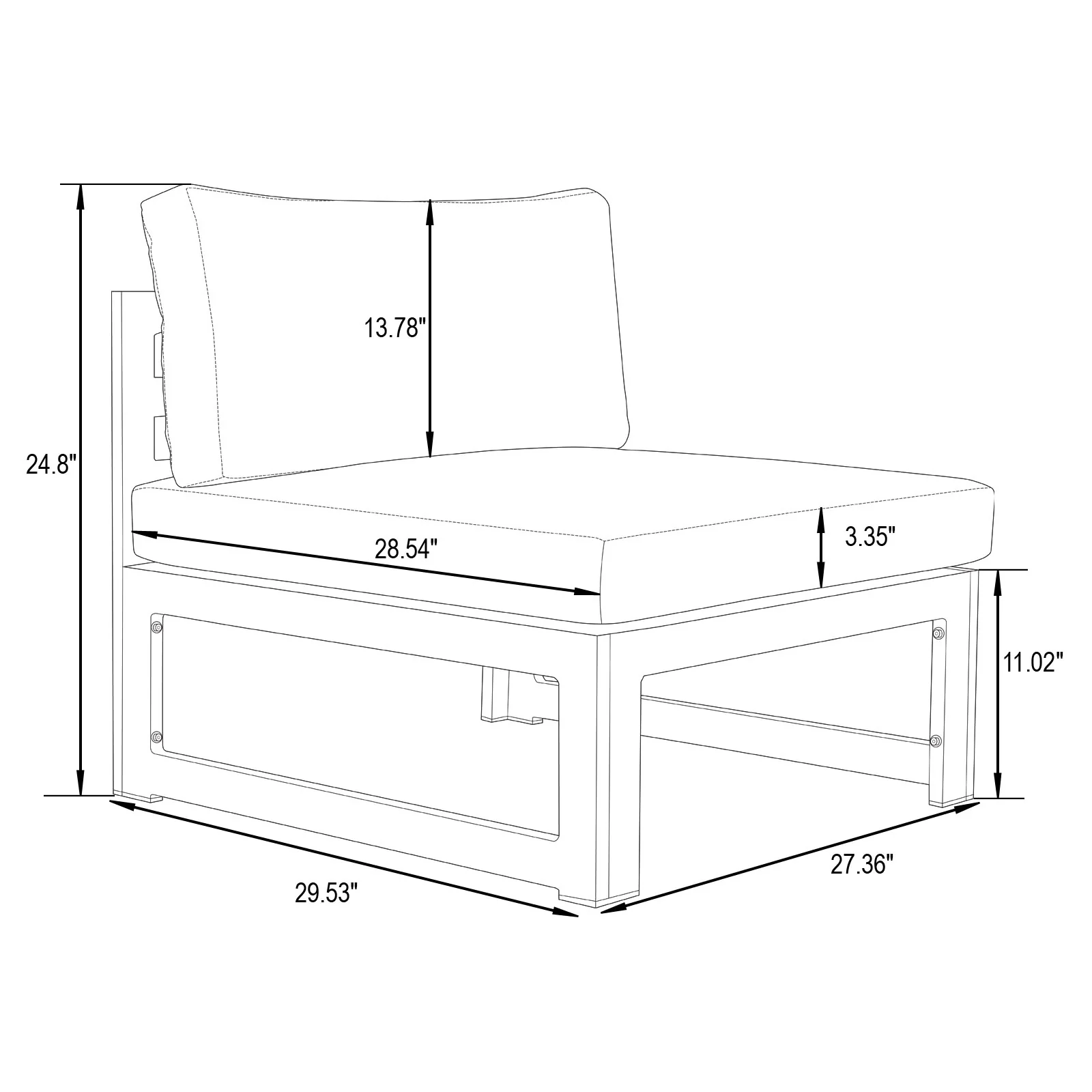 Chelsea 4-Piece Middle Patio Chairs Black Aluminum With Cushions
