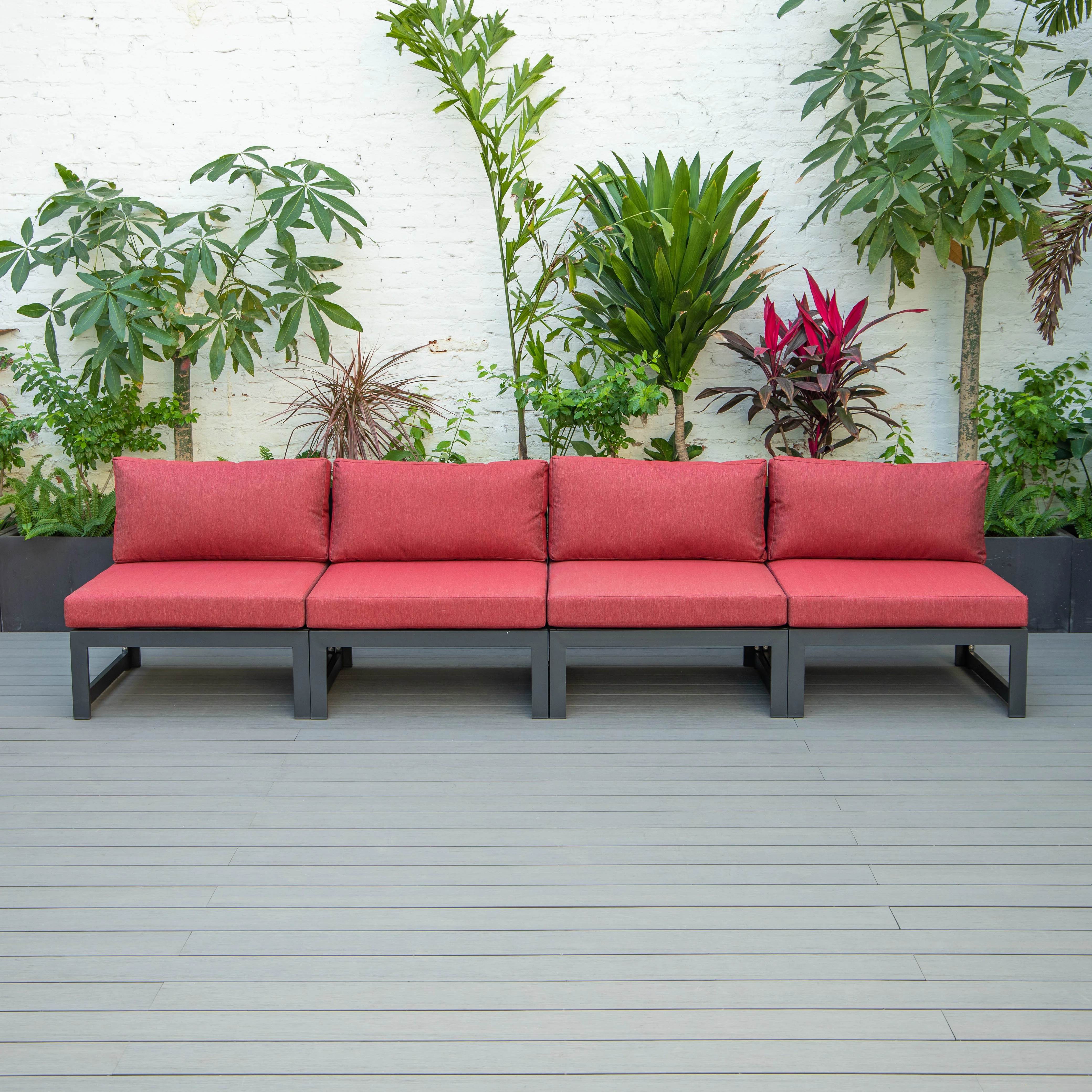 Chelsea 4-Piece Middle Patio Chairs Black Aluminum With Cushions