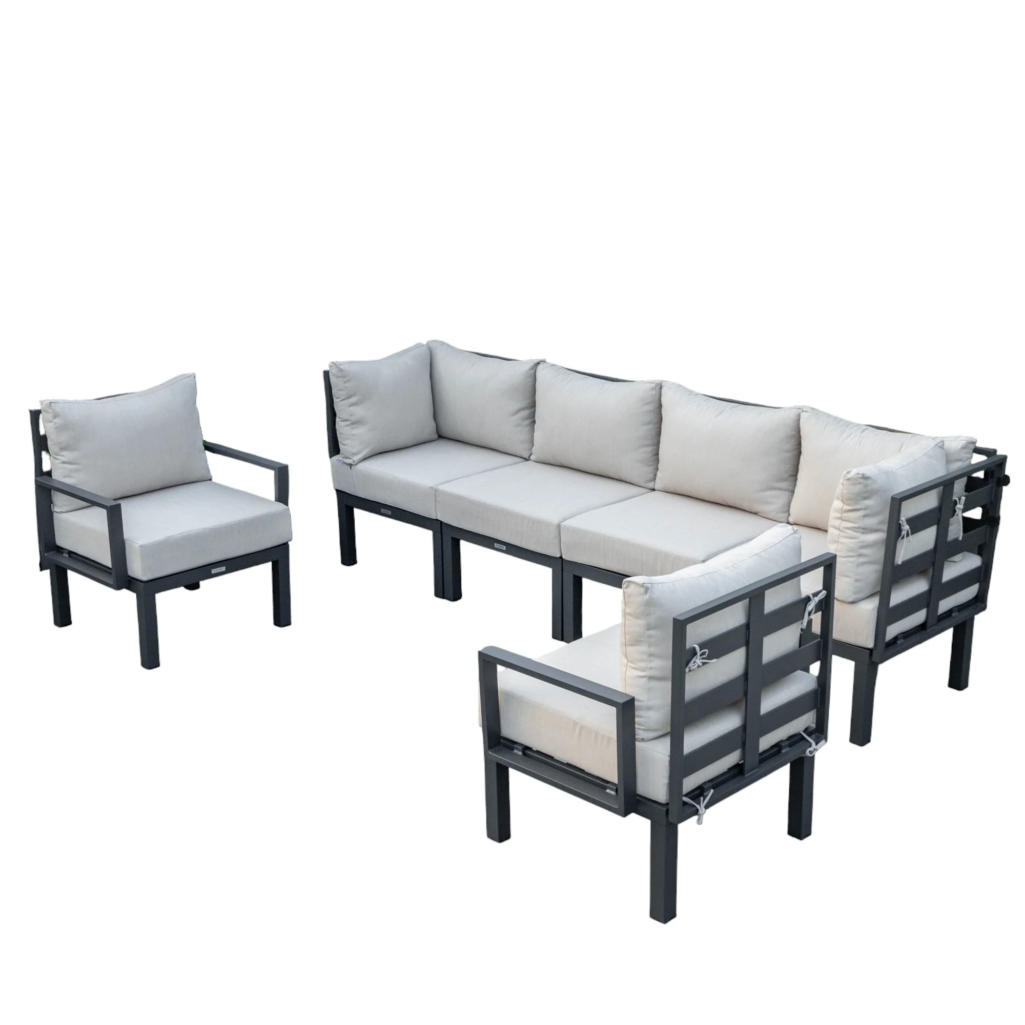 Chelsea 6-Piece Patio Sectional Black Aluminum With Cushions