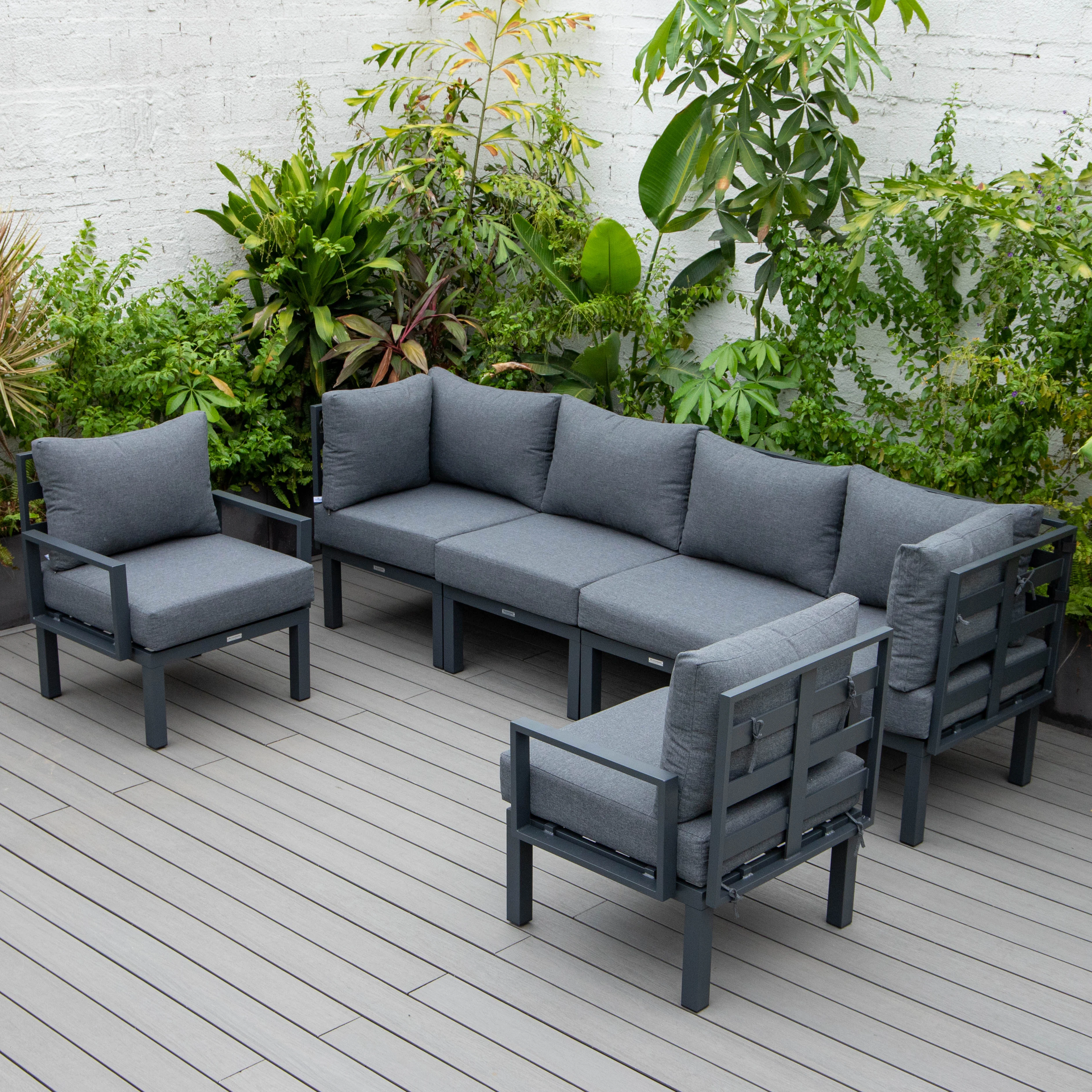 Chelsea 6-Piece Patio Sectional Black Aluminum With Cushions