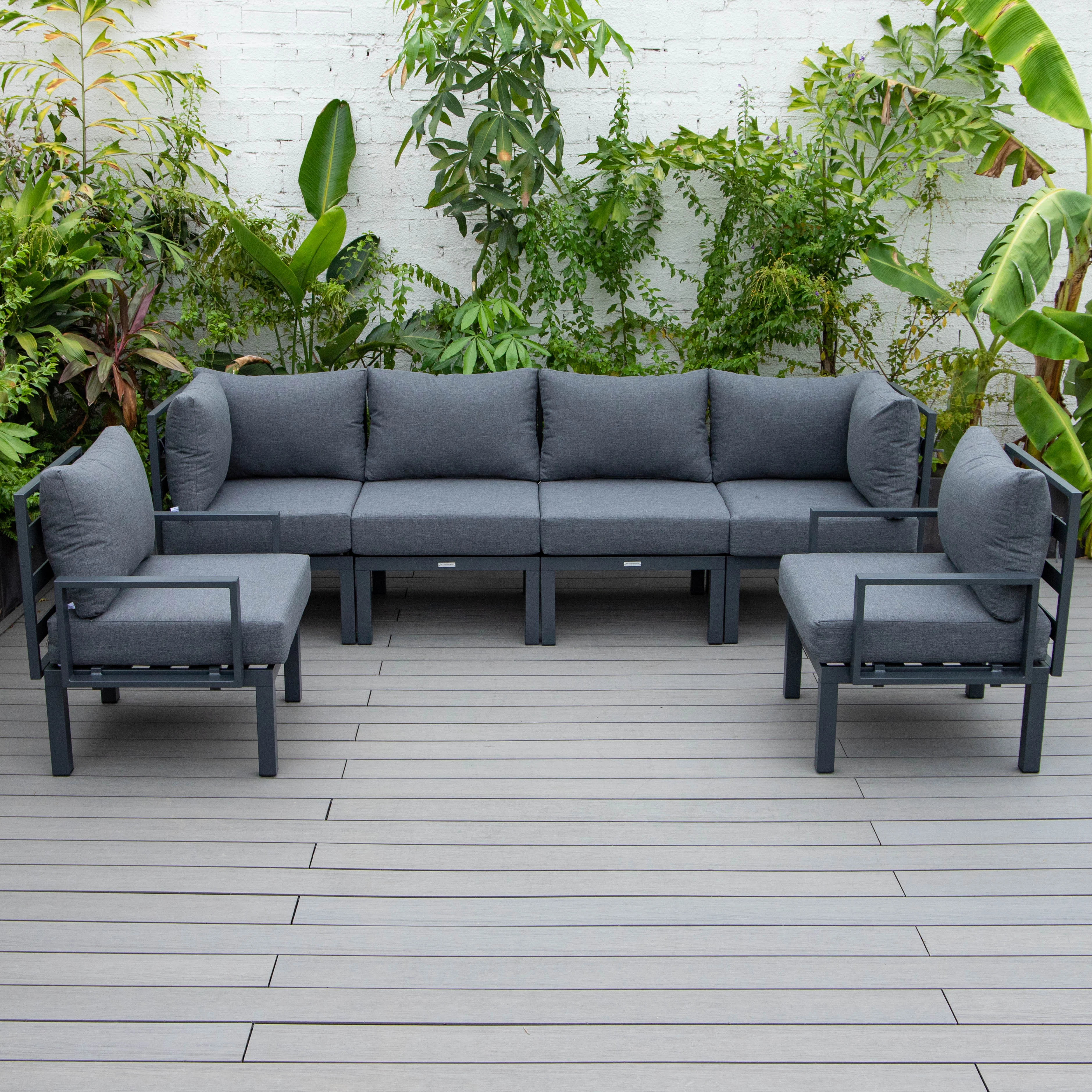 Chelsea 6-Piece Patio Sectional Black Aluminum With Cushions