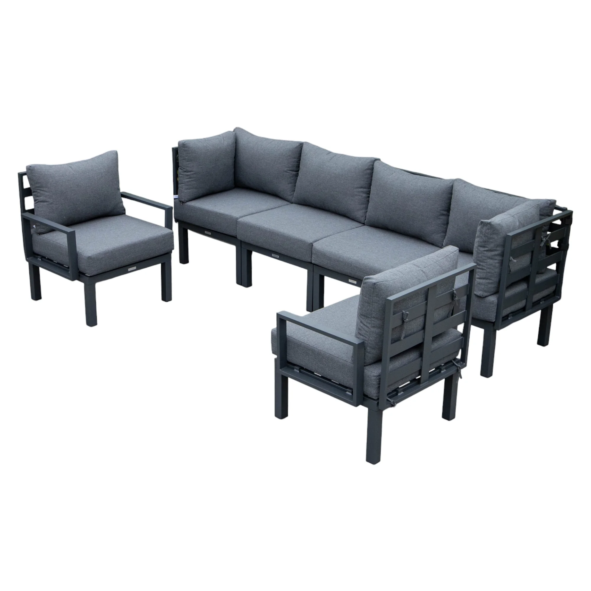 Chelsea 6-Piece Patio Sectional Black Aluminum With Cushions