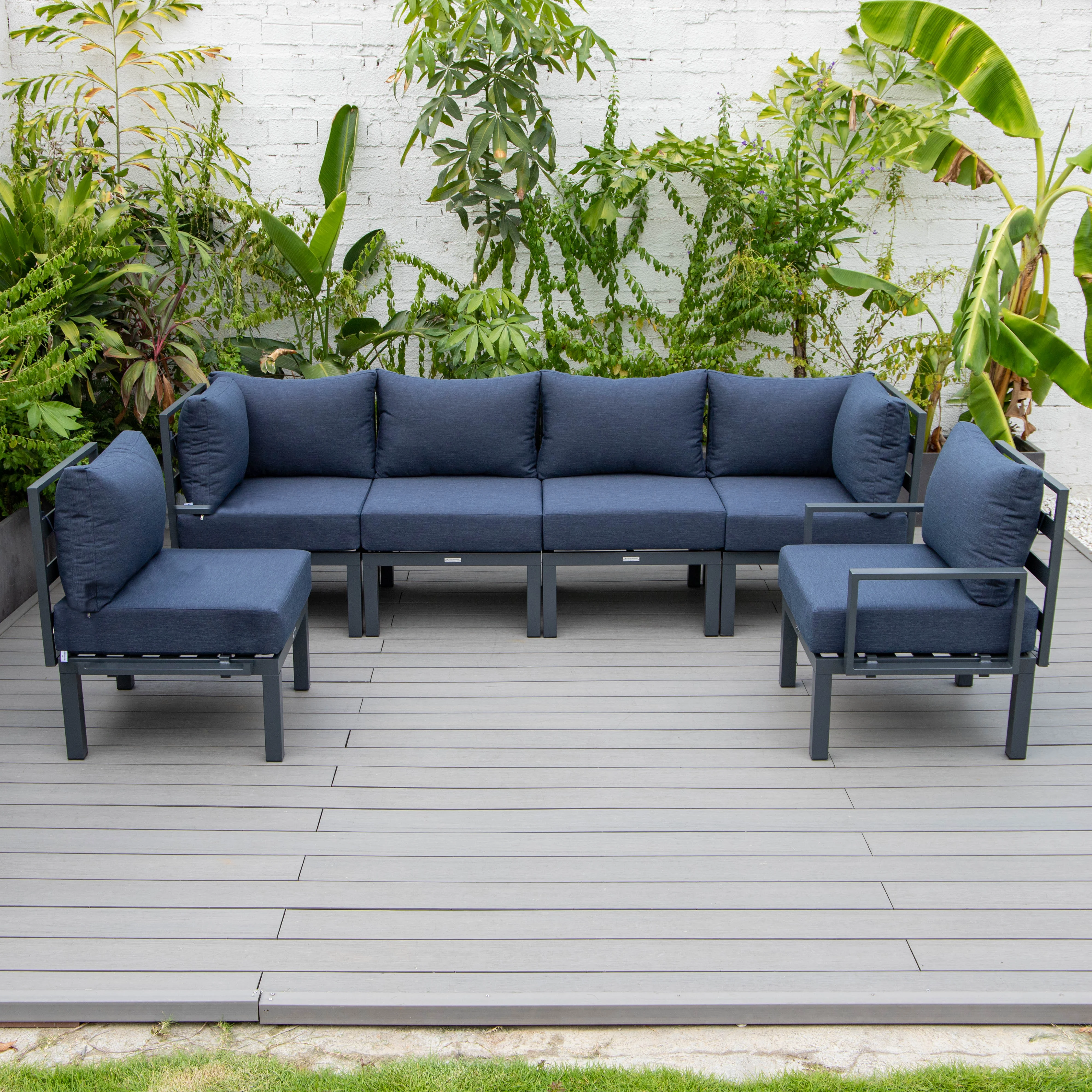 Chelsea 6-Piece Patio Sectional Black Aluminum With Cushions