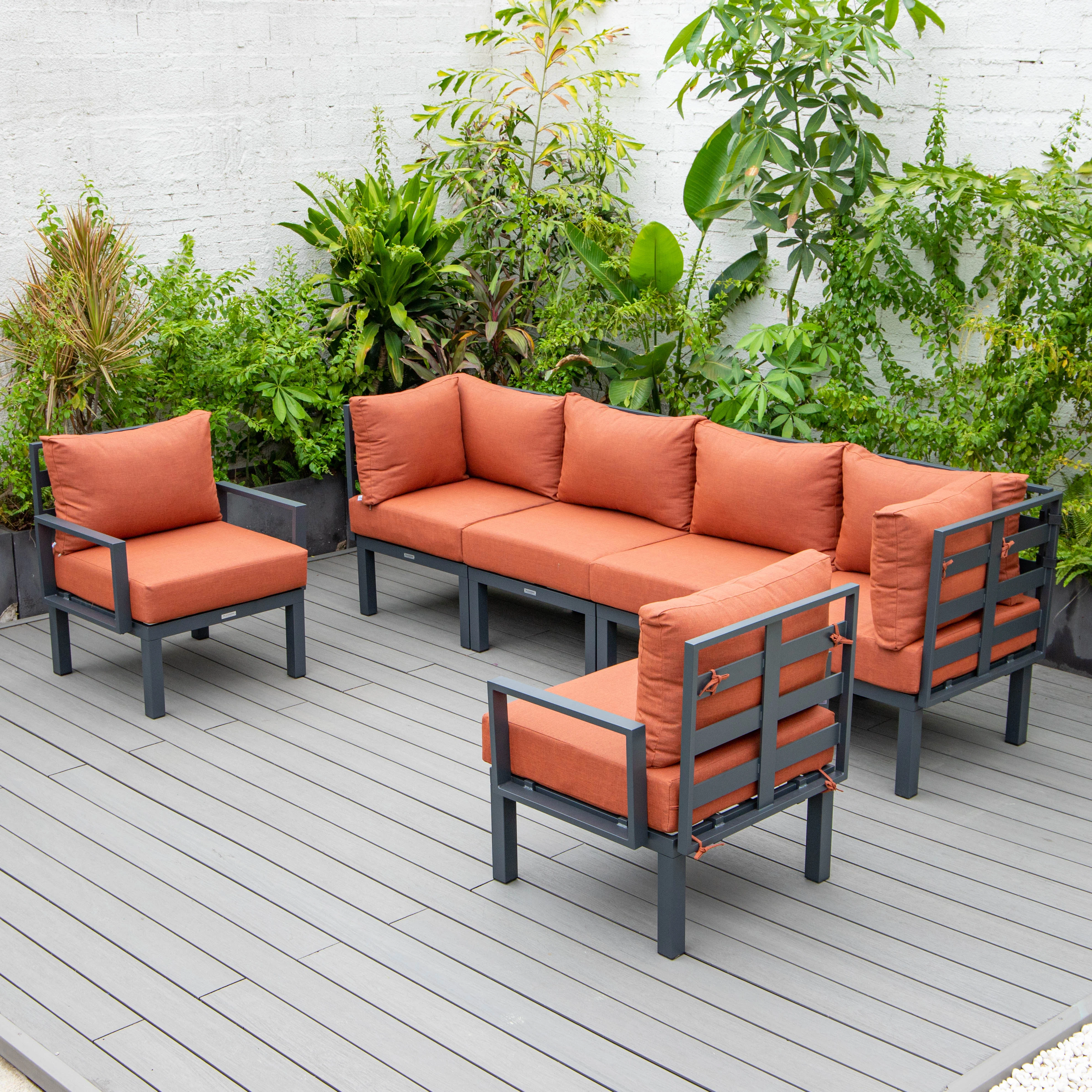 Chelsea 6-Piece Patio Sectional Black Aluminum With Cushions
