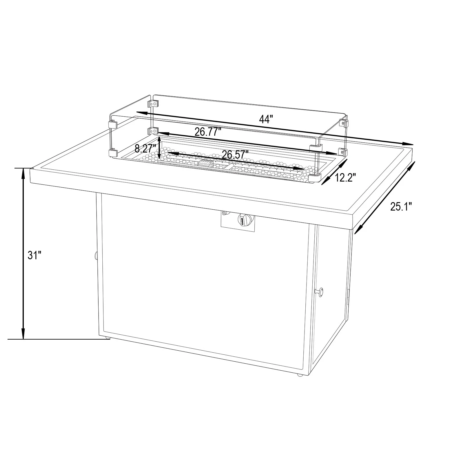 Chelsea 5-Piece Middle Patio Chairs and Fire Pit Table Set Black Aluminum With Cushions