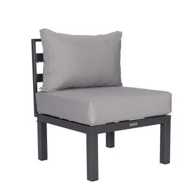 Chelsea 7-Piece Patio Sectional And Fire Pit Table Black Aluminum With Cushions