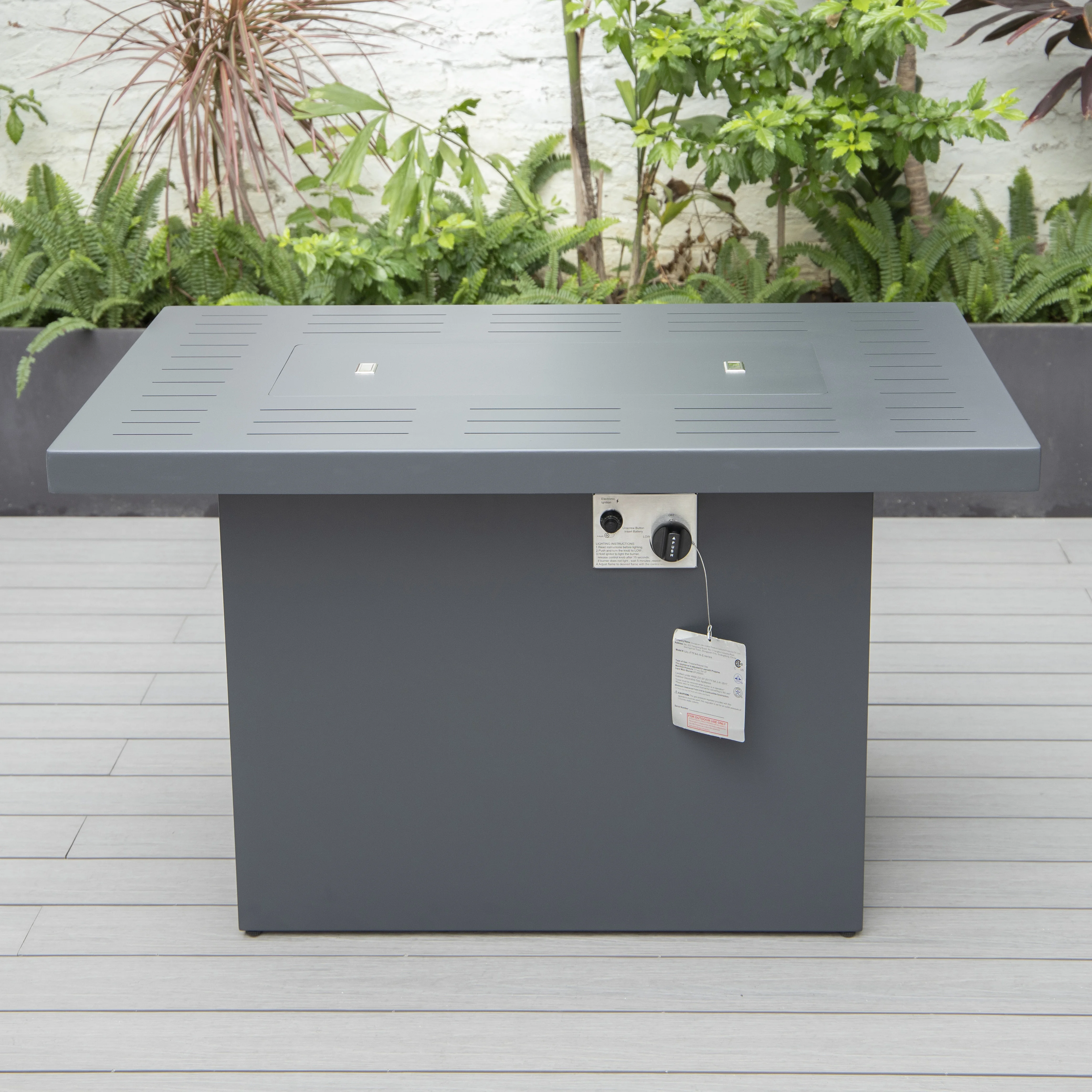 Chelsea 7-Piece Patio Sectional And Fire Pit Table Black Aluminum With Cushions