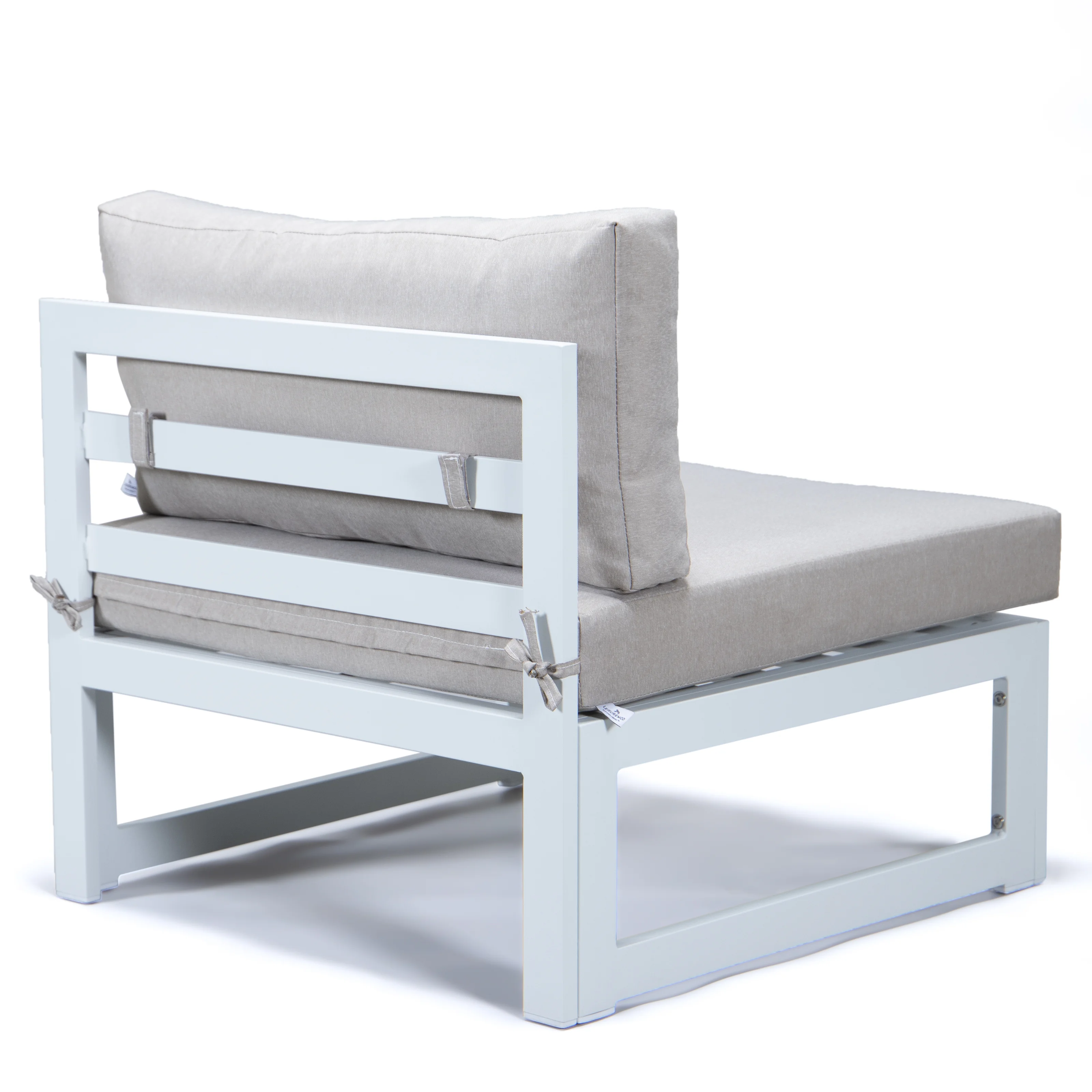 Chelsea 7-Piece Patio Sectional And Fire Pit Table White Aluminum With Cushions