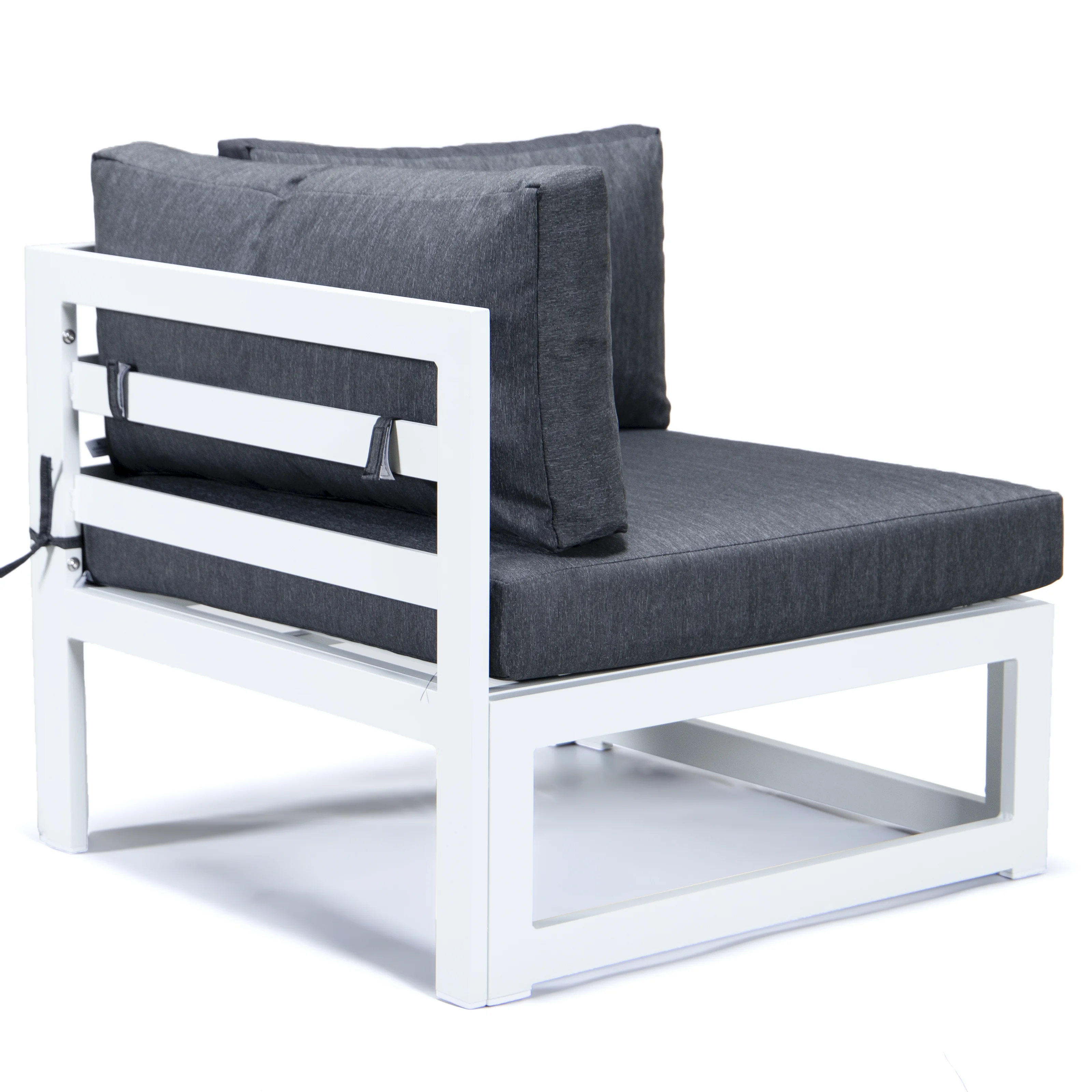 Chelsea 7-Piece Patio Sectional And Fire Pit Table White Aluminum With Cushions