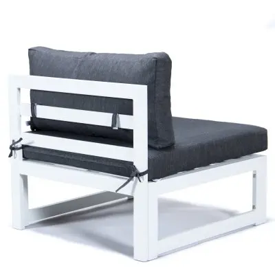 Chelsea 7-Piece Patio Sectional And Fire Pit Table White Aluminum With Cushions