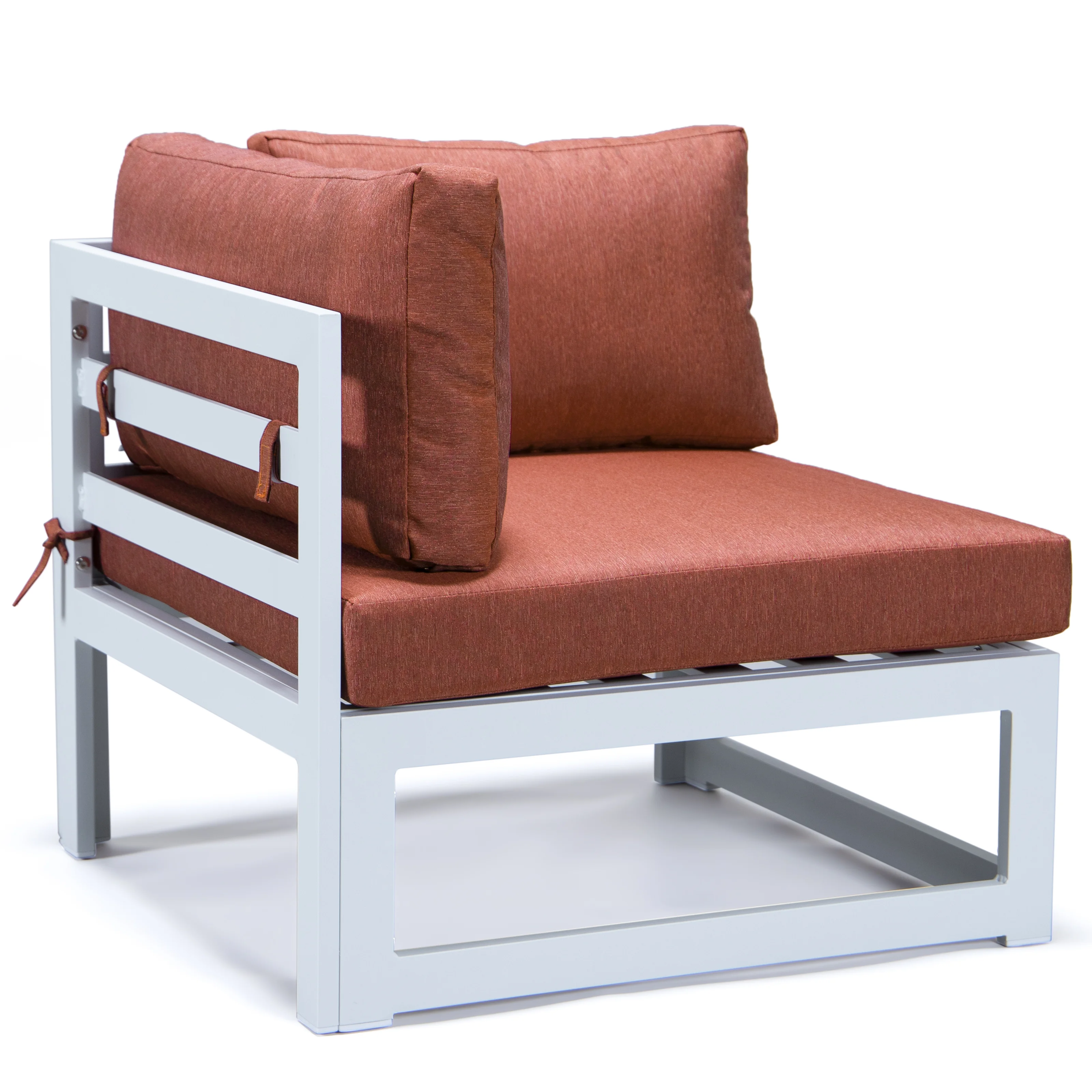 Chelsea 7-Piece Patio Sectional And Fire Pit Table White Aluminum With Cushions