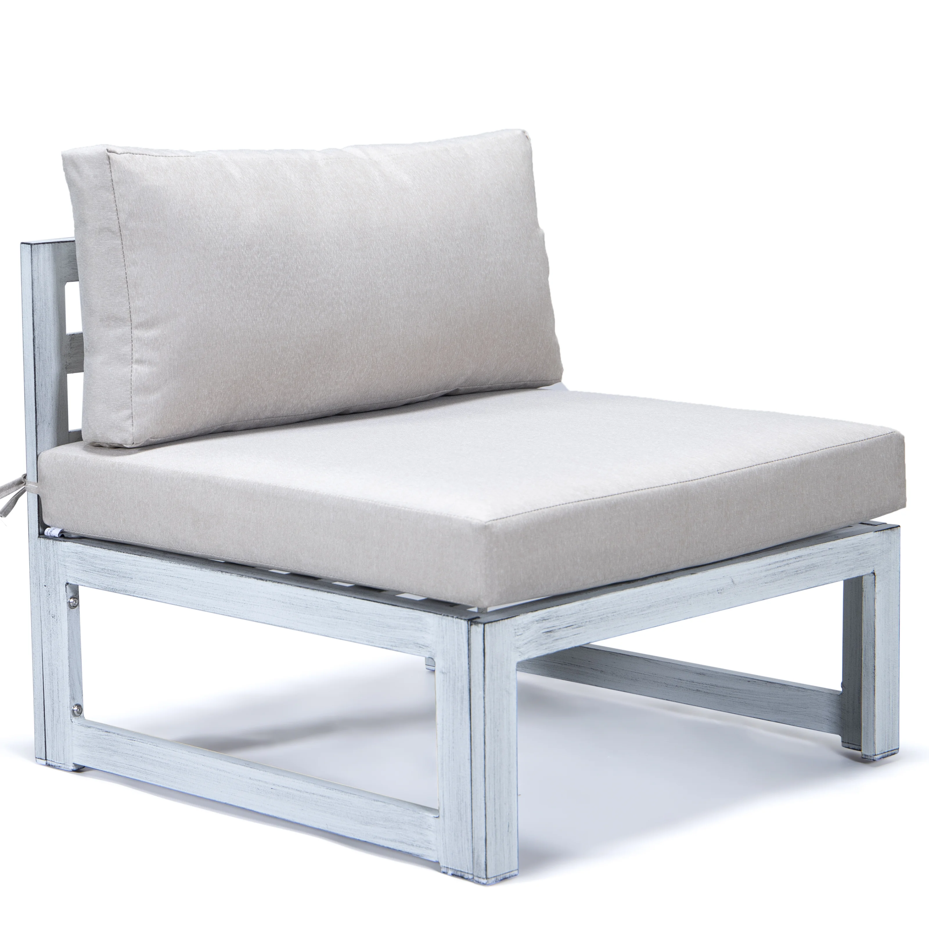 Chelsea 7-Piece Patio Sectional And Fire Pit Table Weathered Grey Aluminum With Cushions