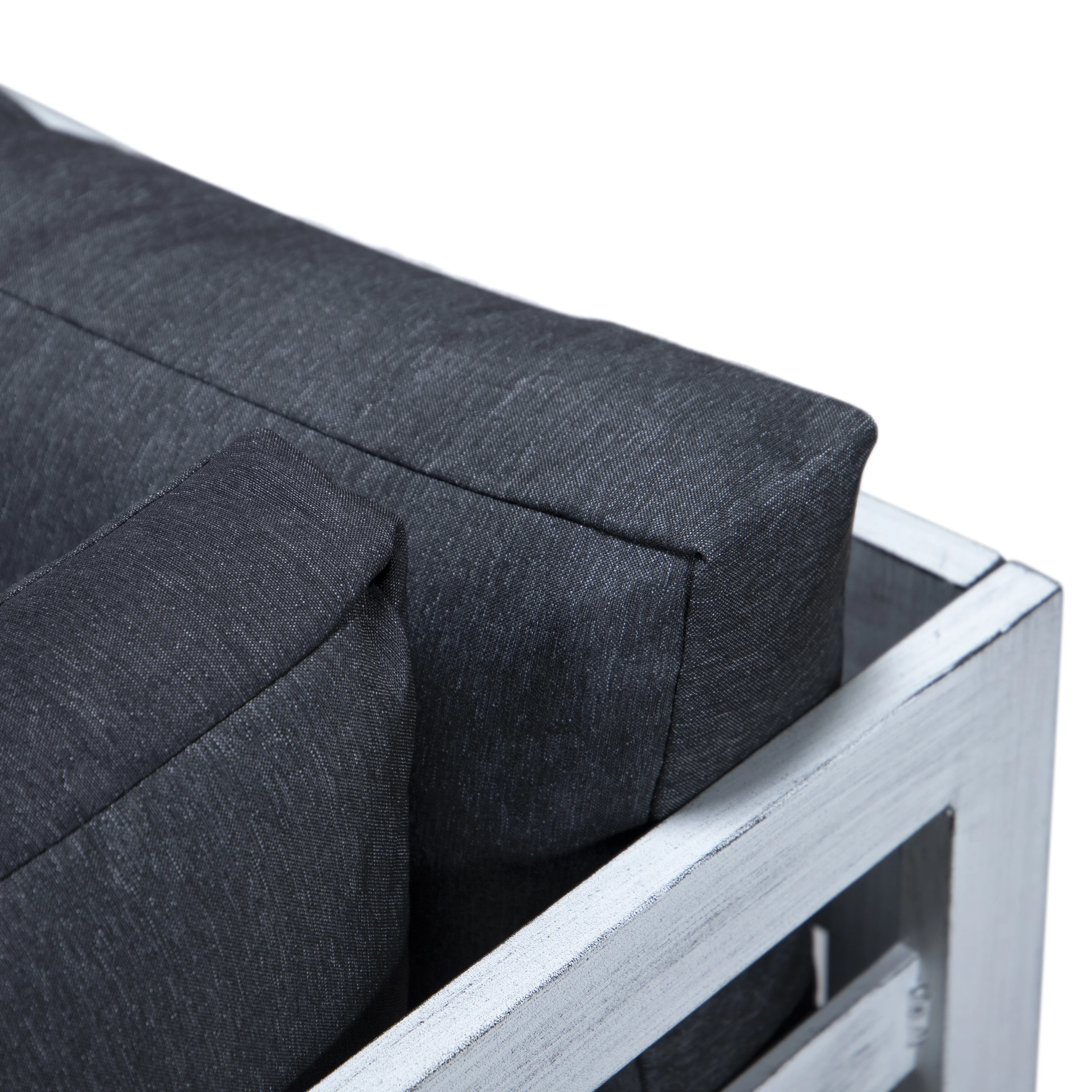 Chelsea 7-Piece Patio Sectional And Fire Pit Table Weathered Grey Aluminum With Cushions