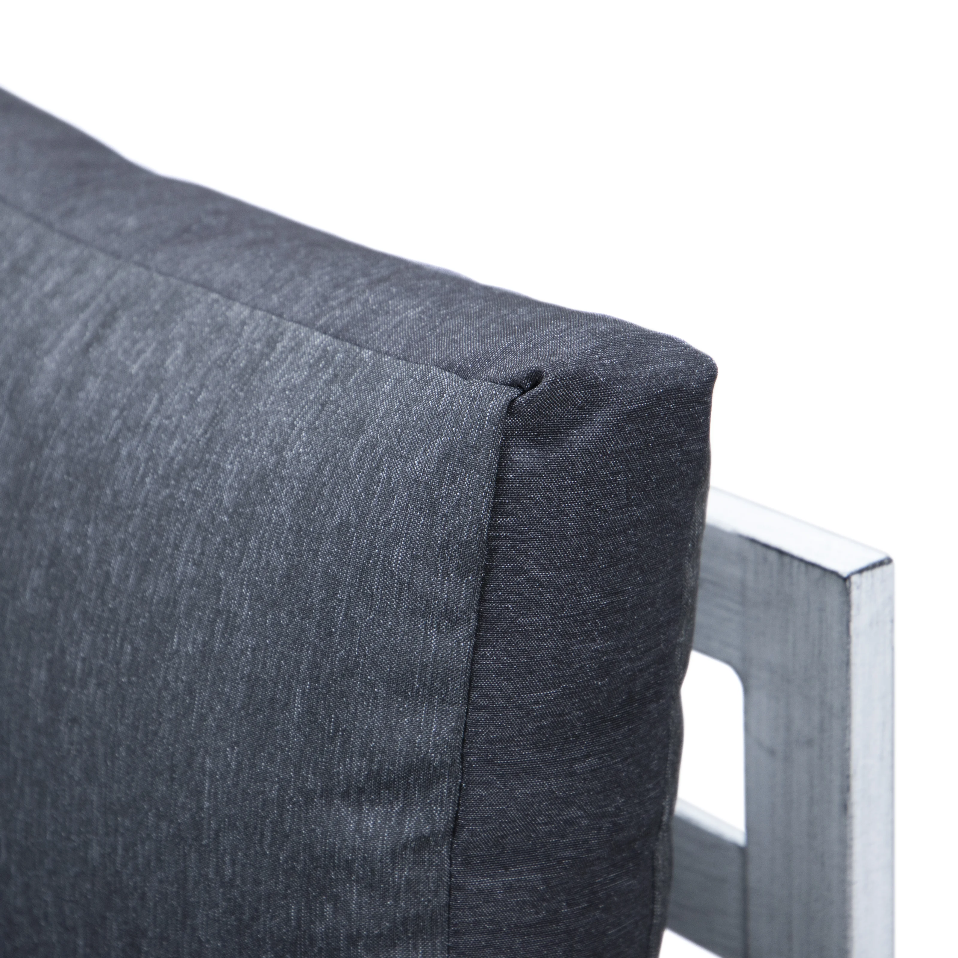 Chelsea 7-Piece Patio Sectional And Fire Pit Table Weathered Grey Aluminum With Cushions