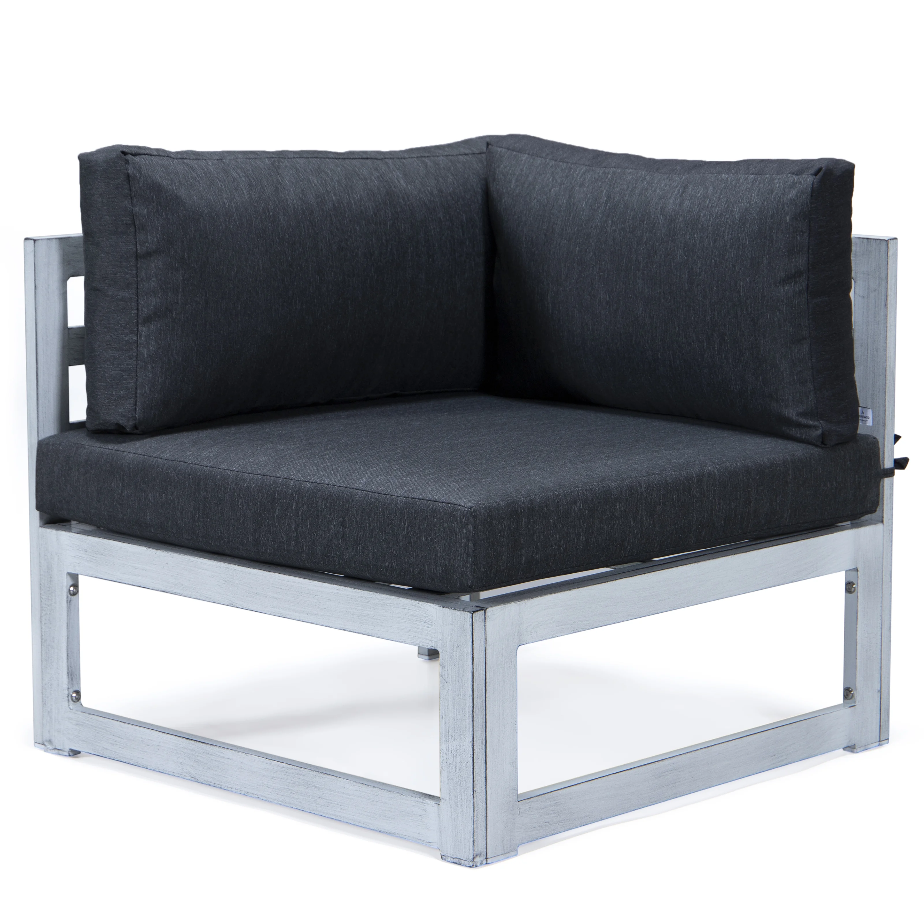 Chelsea 7-Piece Patio Sectional And Fire Pit Table Weathered Grey Aluminum With Cushions