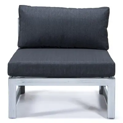 Chelsea 7-Piece Patio Sectional And Fire Pit Table Weathered Grey Aluminum With Cushions