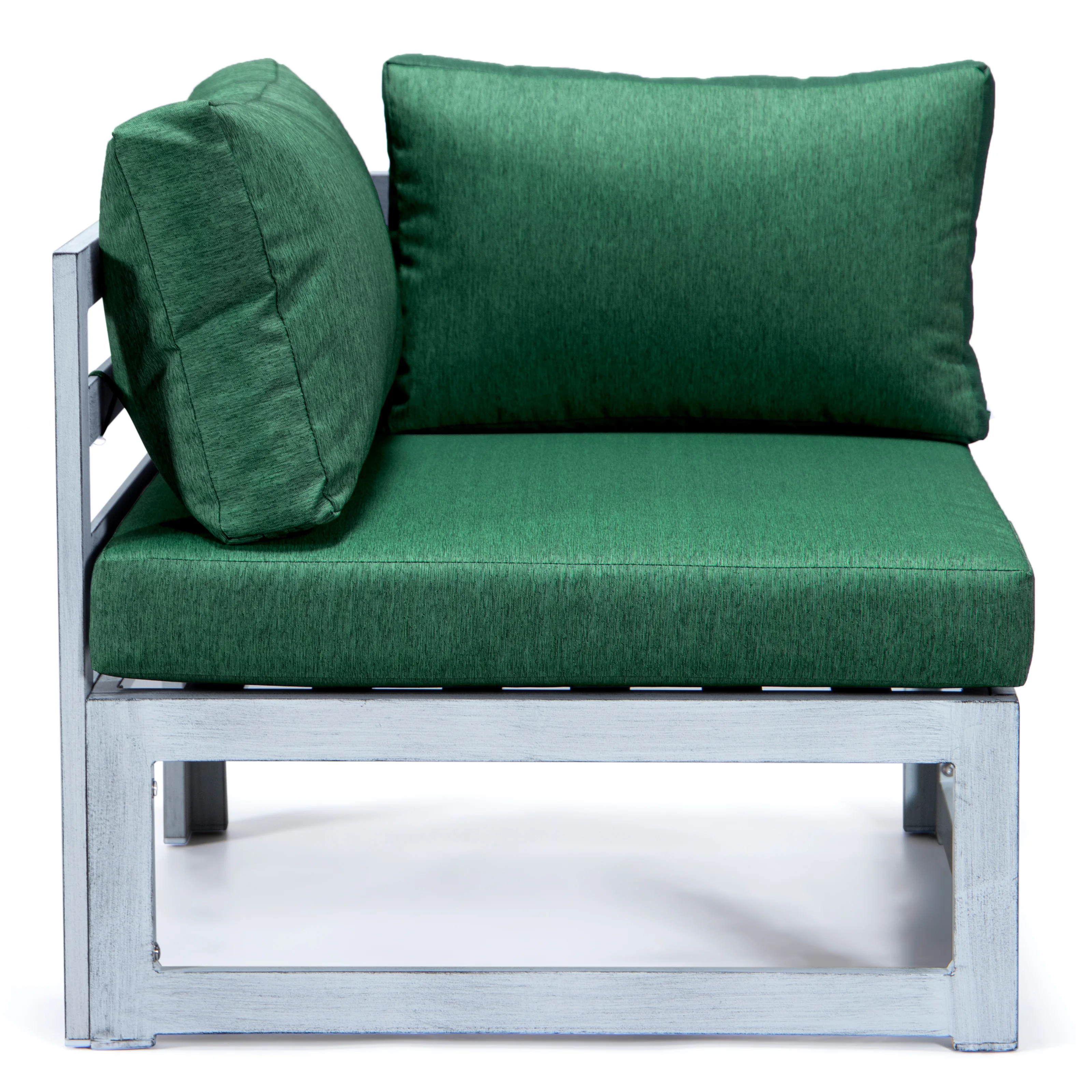 Chelsea 7-Piece Patio Sectional And Fire Pit Table Weathered Grey Aluminum With Cushions