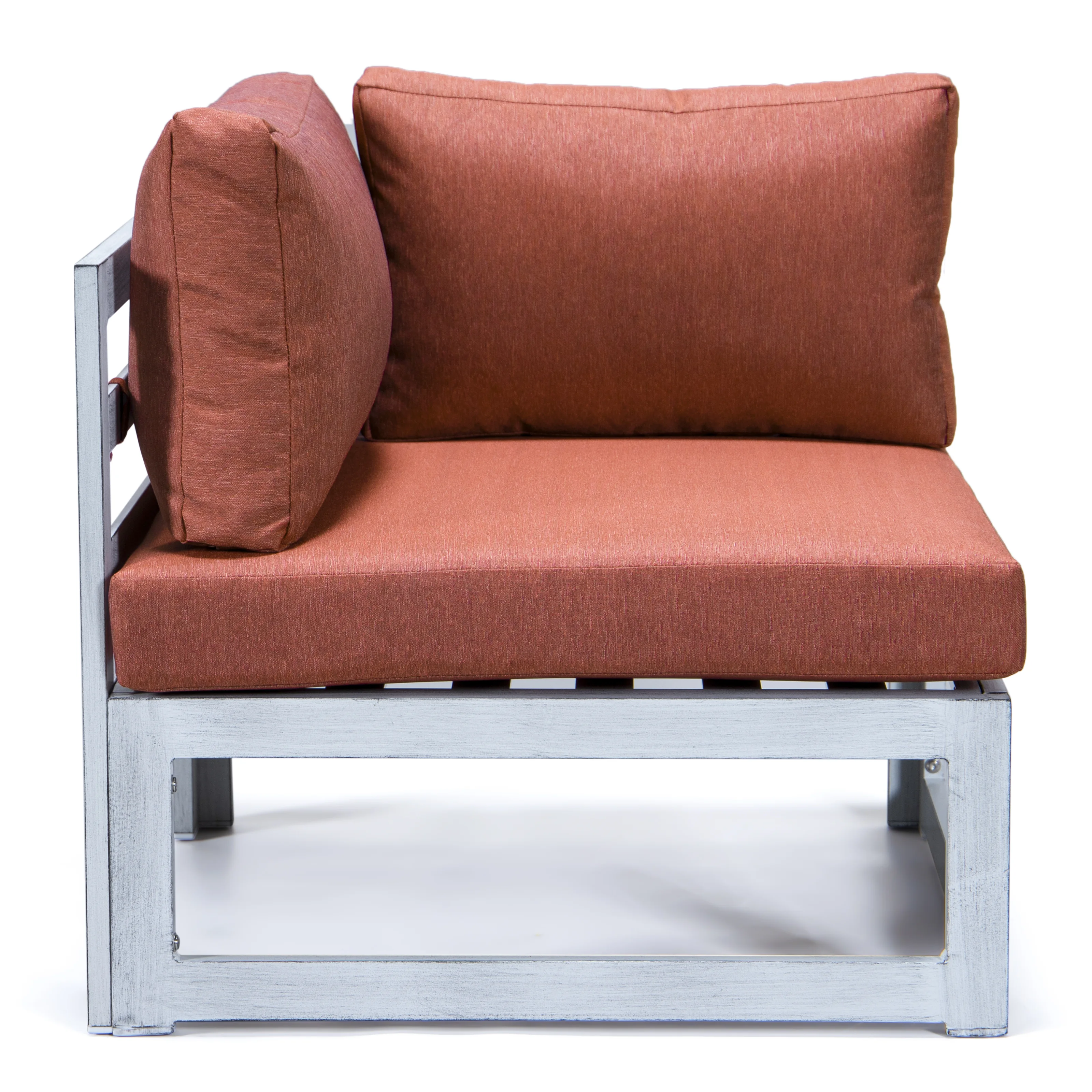 Chelsea 7-Piece Patio Sectional And Fire Pit Table Weathered Grey Aluminum With Cushions