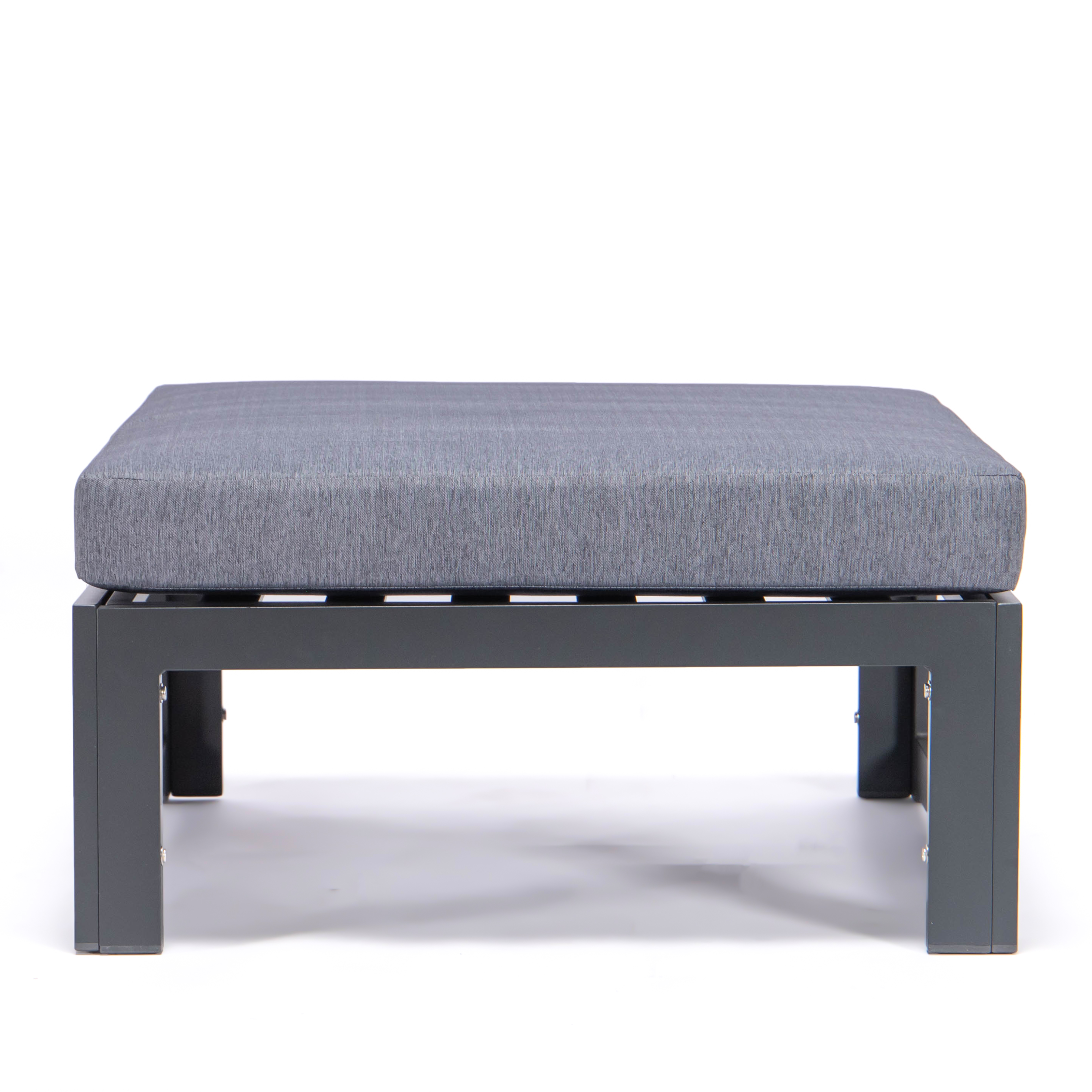 Chelsea Outdoor Patio Black Aluminum Ottomans With Cushions Set Of 2