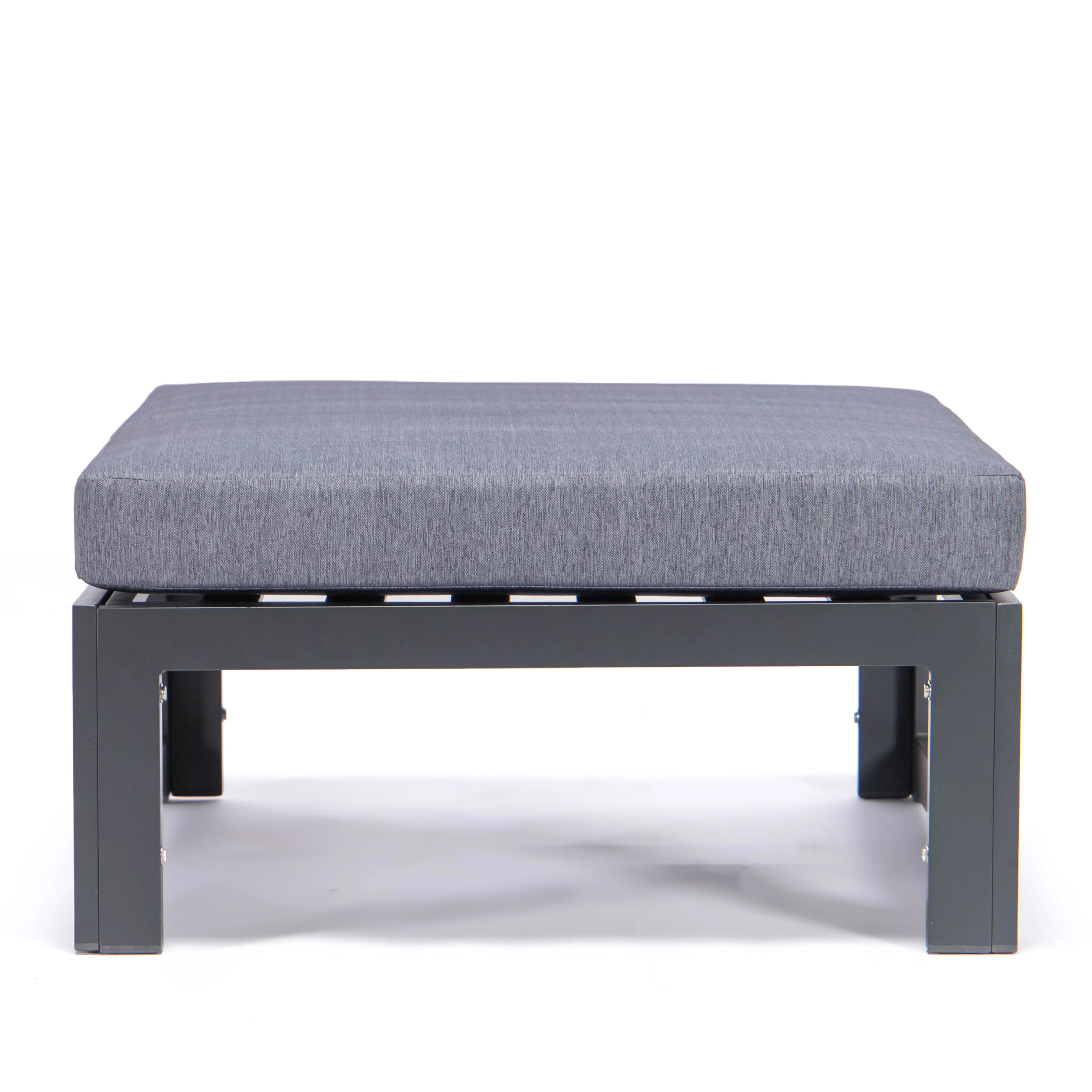 Chelsea Outdoor Patio Black Aluminum Ottomans With Cushions Set Of 2