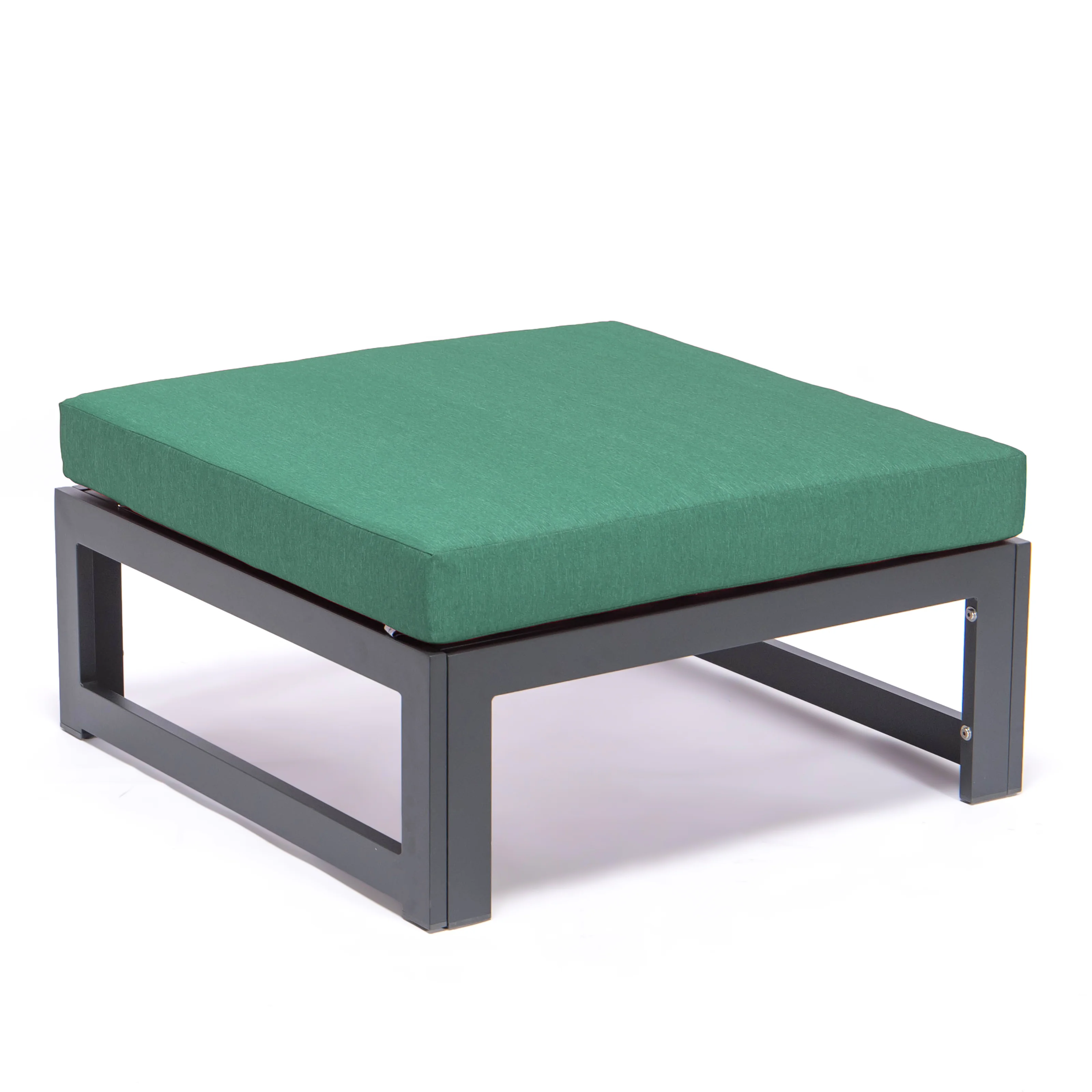 Chelsea Outdoor Patio Green Aluminum Ottomans With Cushions Set Of 2