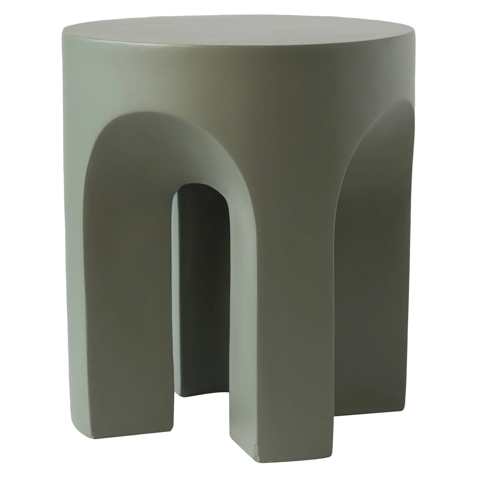 Crus Collection Fiberglass Outdoor Side Table in Grey
