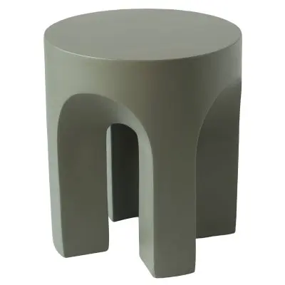 Crus Collection Fiberglass Outdoor Side Table in Grey