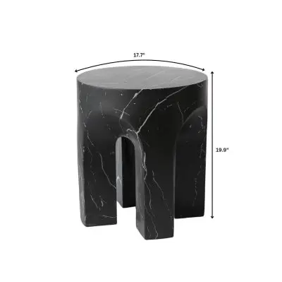 Crus Collection Fiberglass Outdoor Side Table Marbleized Black