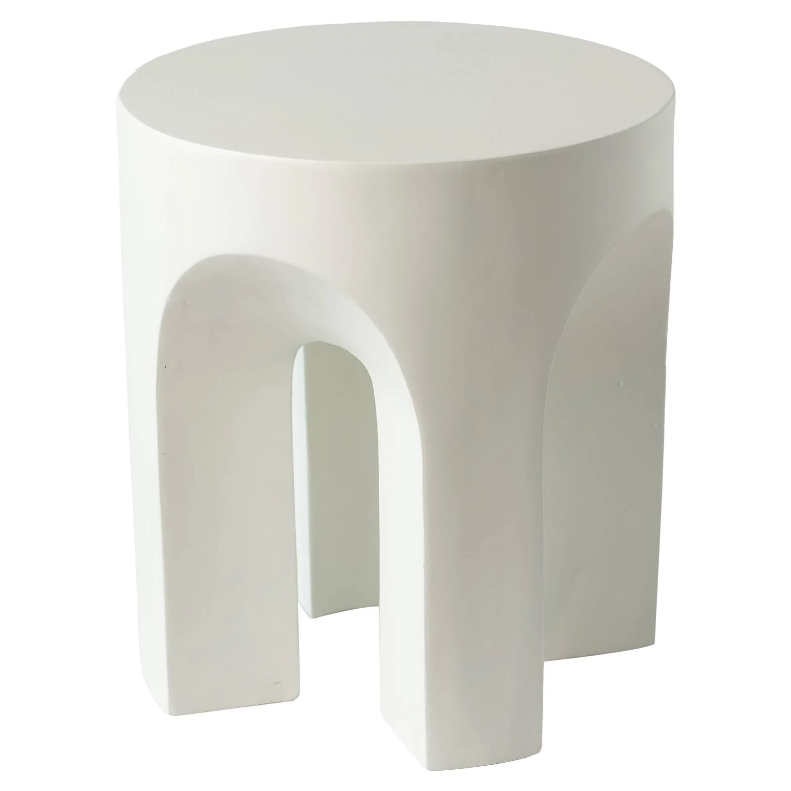 Crus Collection Fiberglass Outdoor Side Table in White