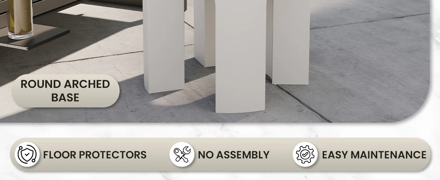 Crus Collection Fiberglass Outdoor Side Table in White