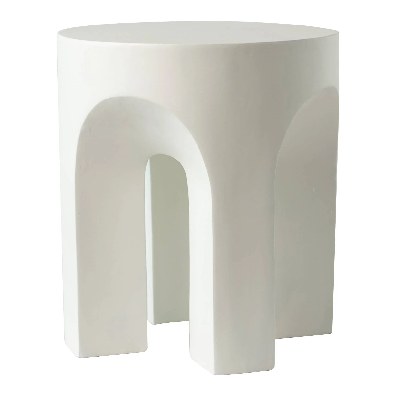 Crus Collection Fiberglass Outdoor Side Table in White