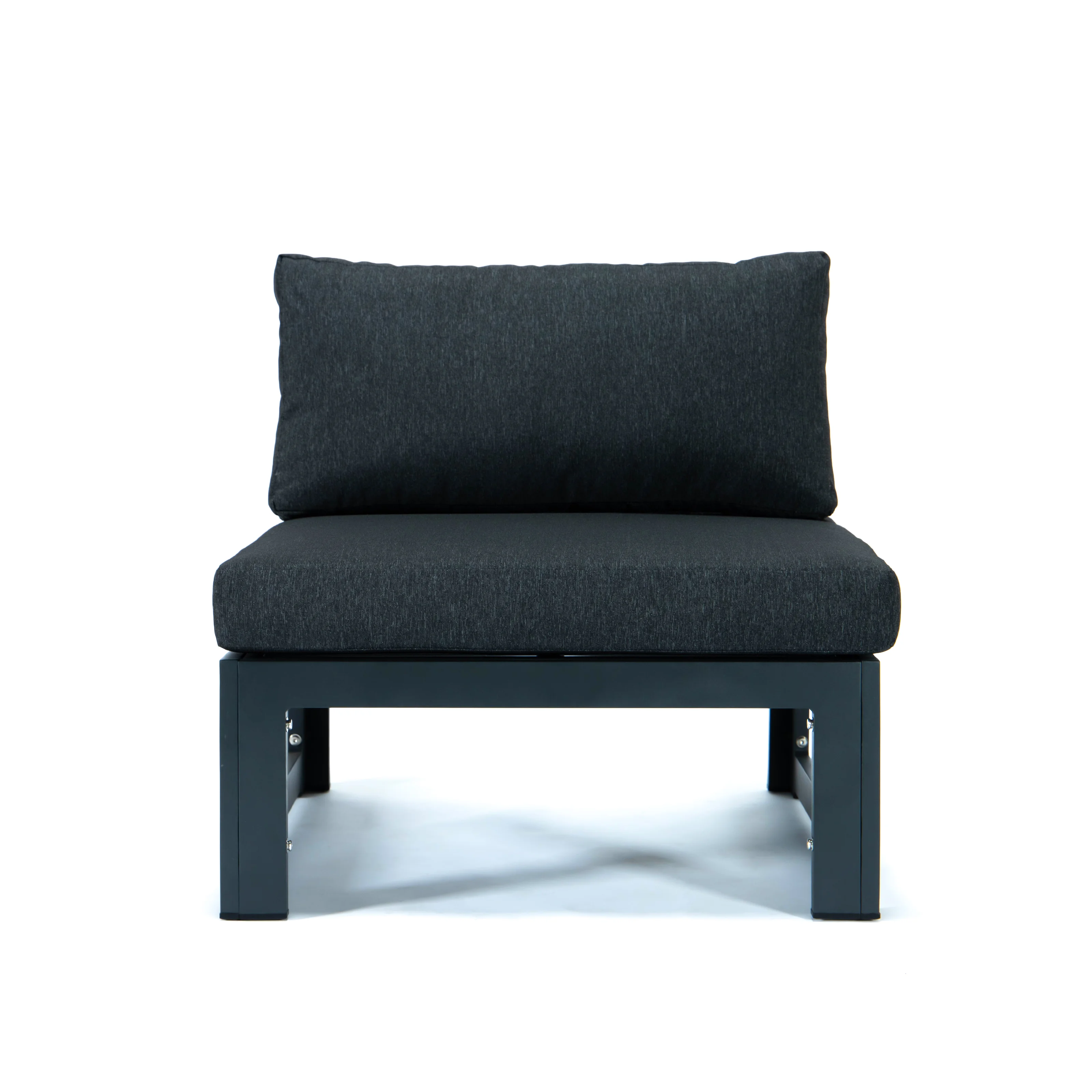 Chelsea 5-Piece Middle Patio Chairs and Coffee Table Set Black Aluminum With Cushions