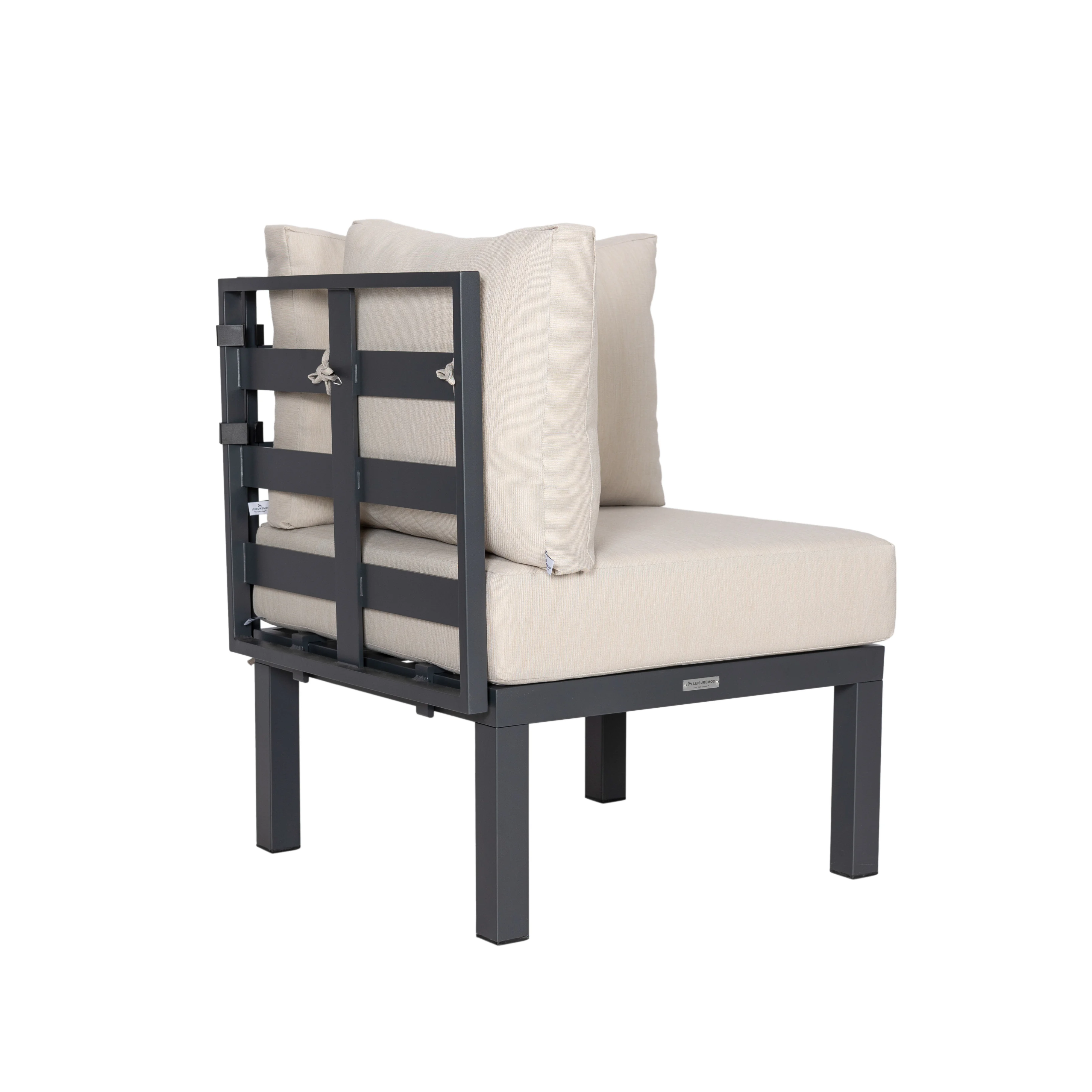 Chelsea 7-Piece Patio Sectional And Coffee Table Set Black Aluminum With Cushions