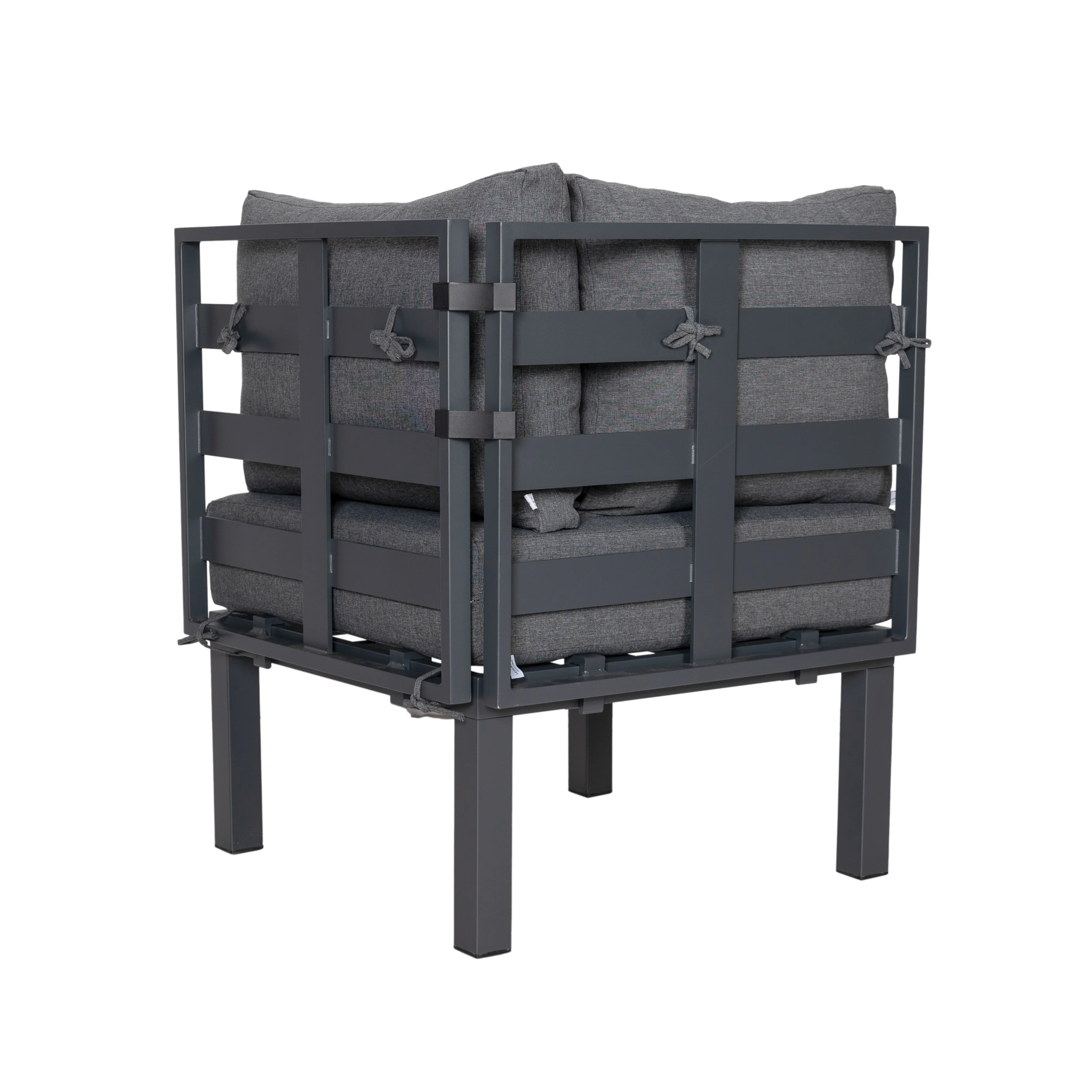 Chelsea 7-Piece Patio Sectional And Coffee Table Set Black Aluminum With Cushions