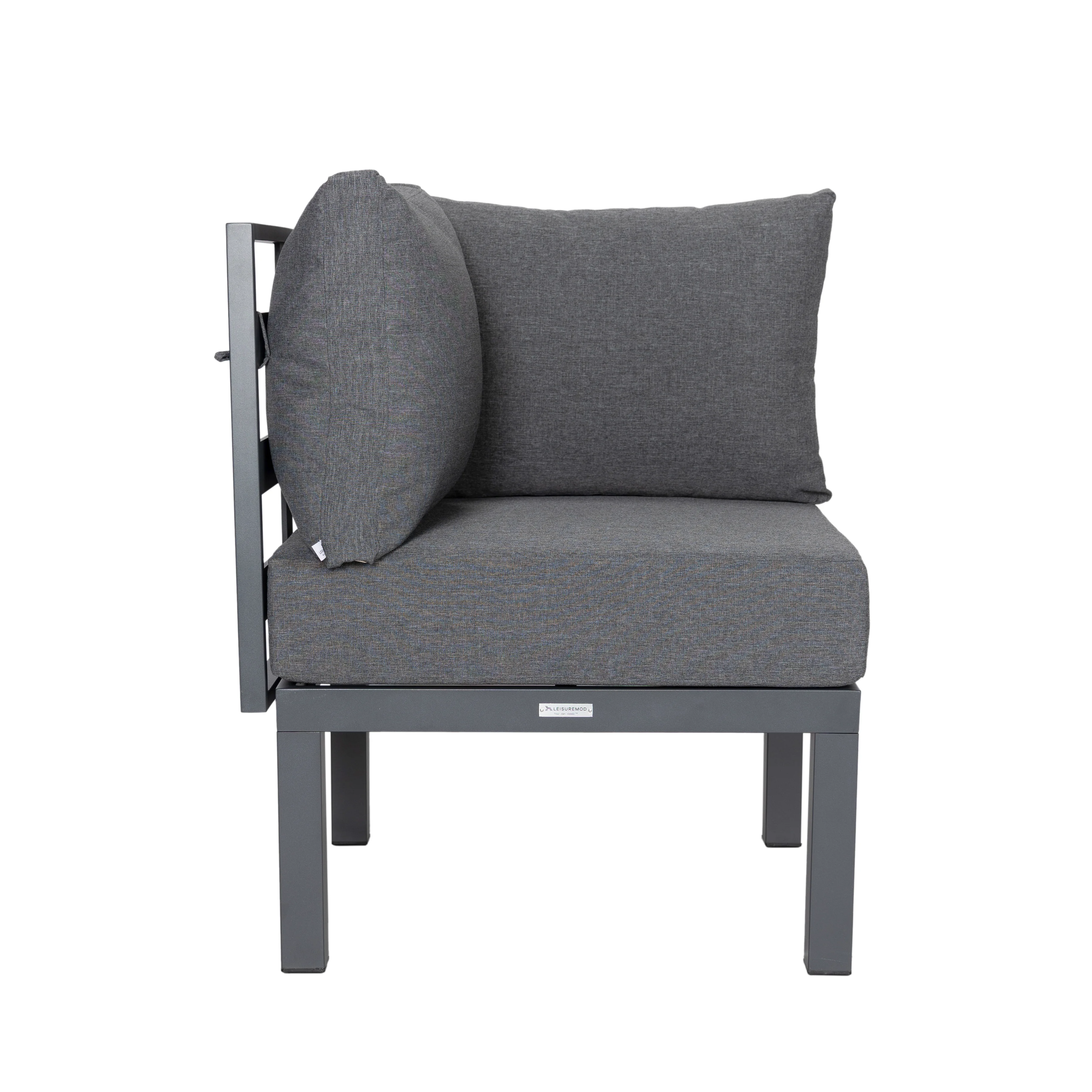 Chelsea 7-Piece Patio Sectional And Coffee Table Set Black Aluminum With Cushions