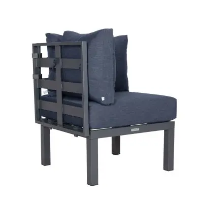 Chelsea 7-Piece Patio Sectional And Coffee Table Set Black Aluminum With Cushions