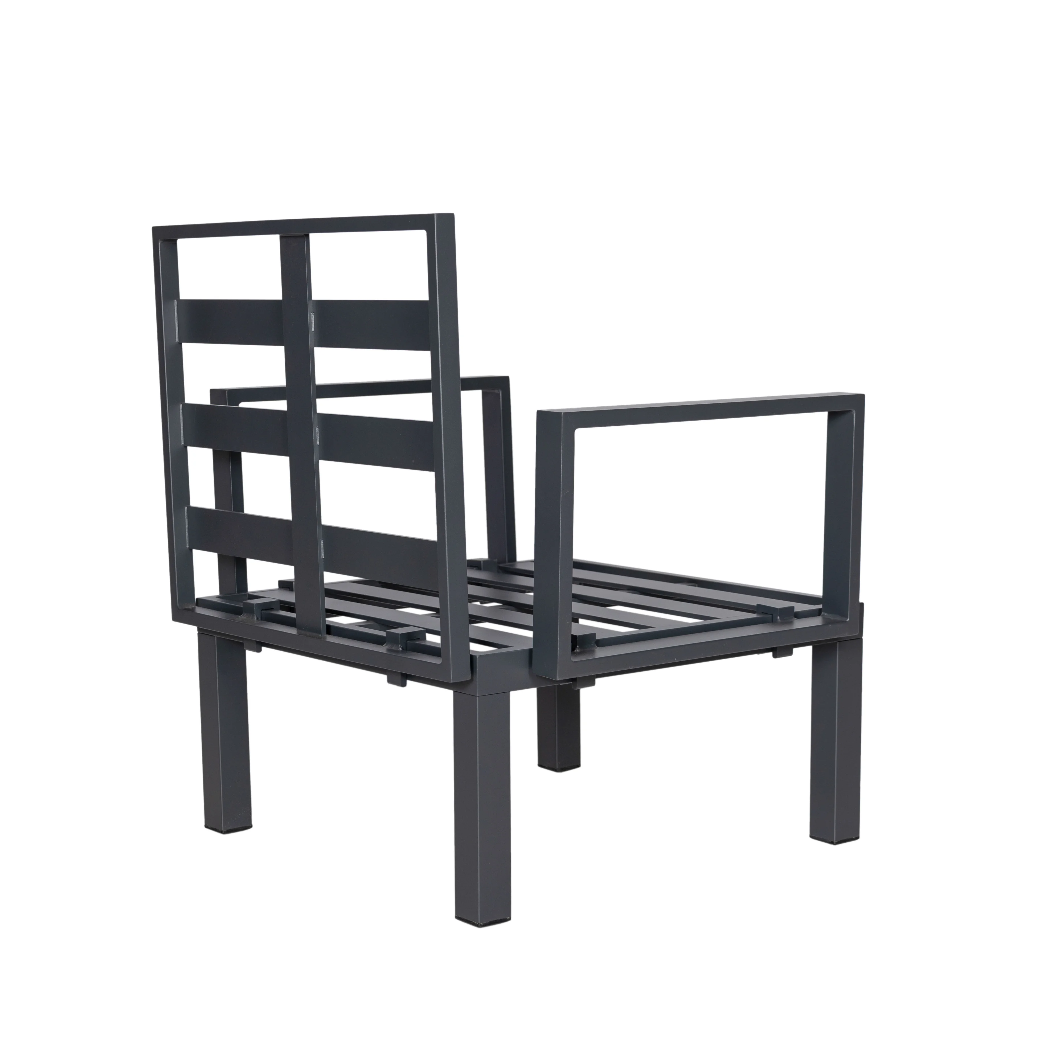 Chelsea 7-Piece Patio Sectional And Coffee Table Set Black Aluminum With Cushions