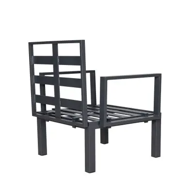 Chelsea 7-Piece Patio Sectional And Coffee Table Set Black Aluminum With Cushions