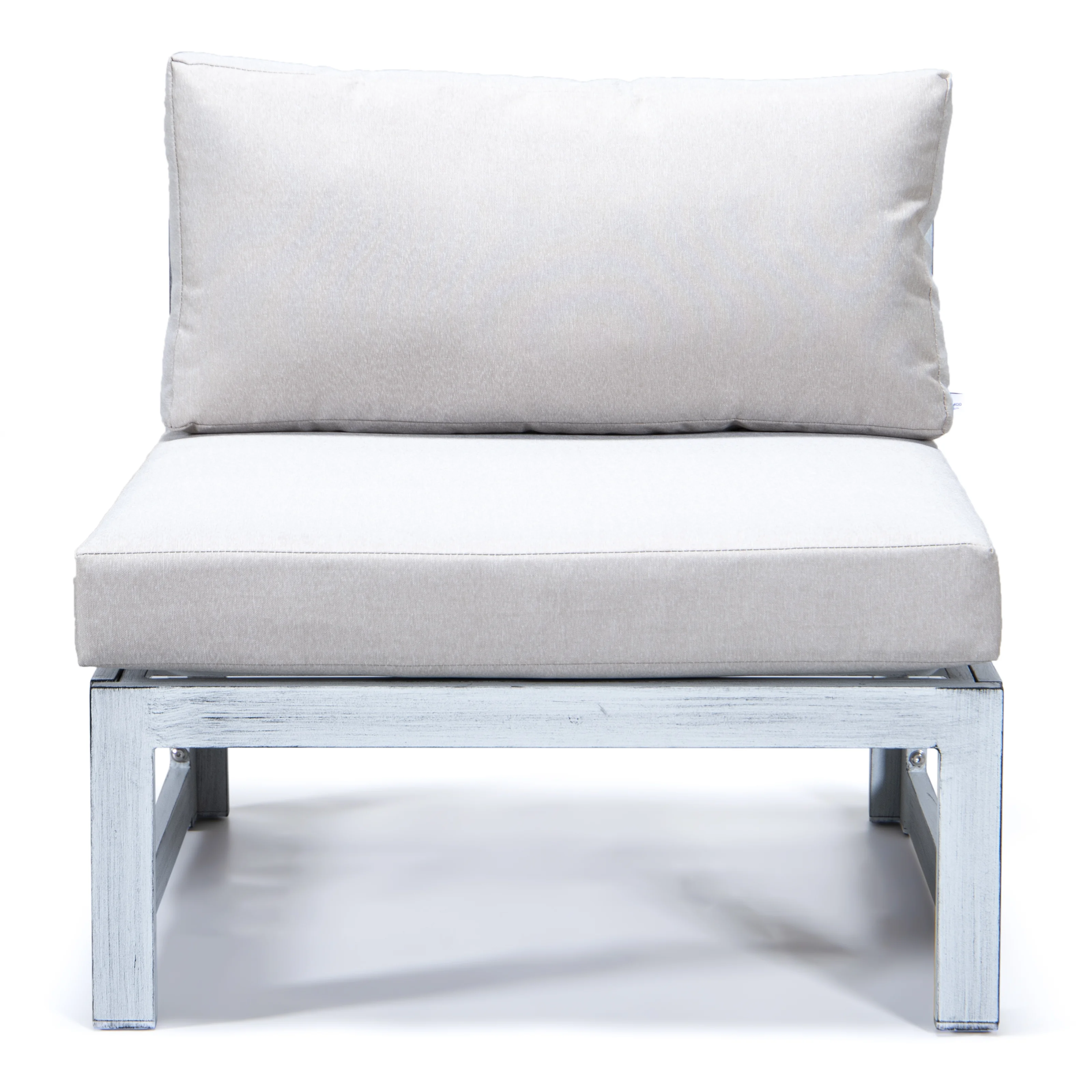 Chelsea 7-Piece Patio Sectional And Coffee Table Set Weathered Grey Aluminum With Cushions