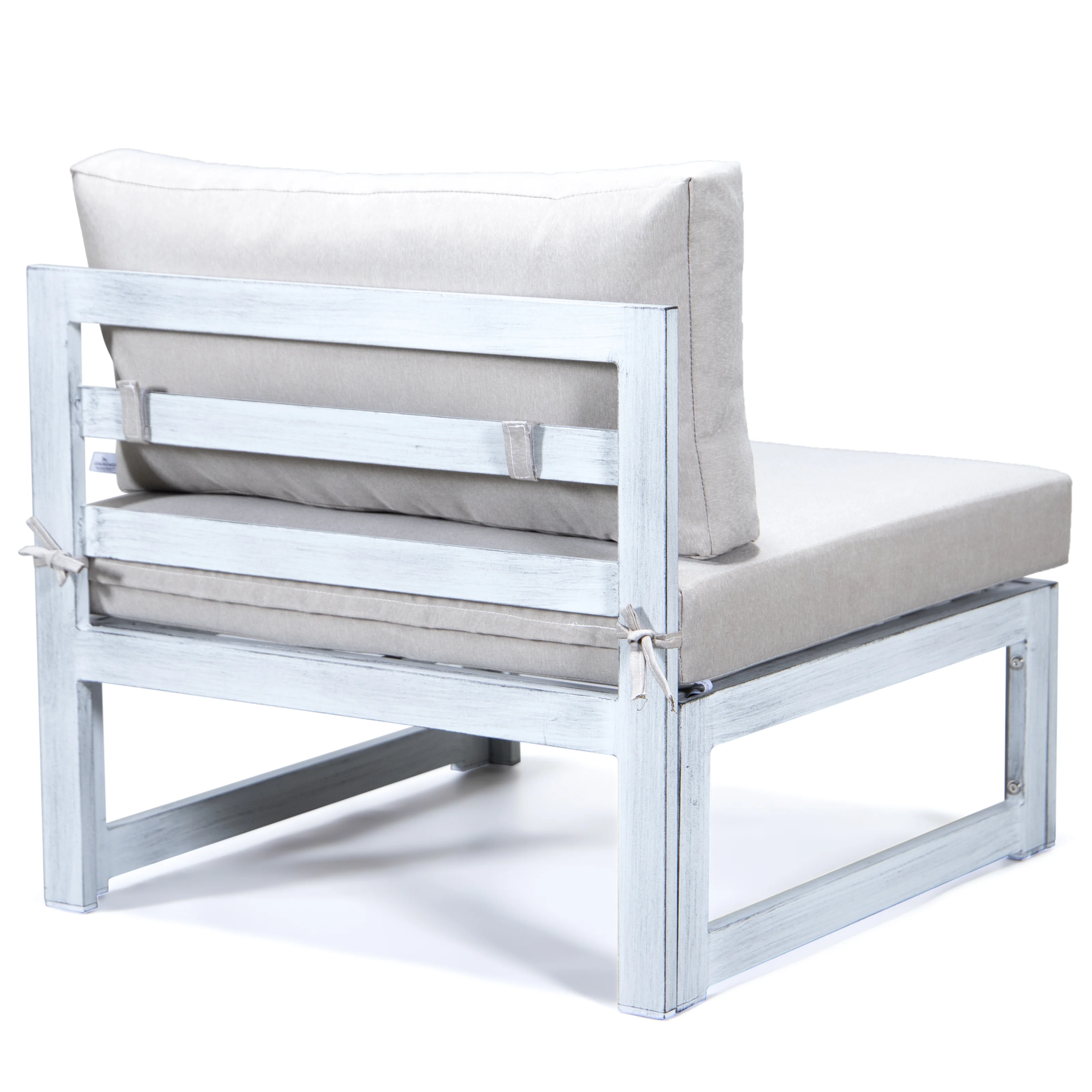 Chelsea 7-Piece Patio Sectional And Coffee Table Set Weathered Grey Aluminum With Cushions