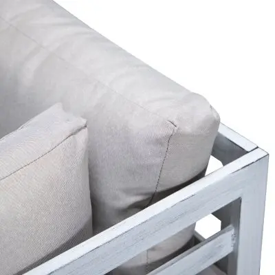 Chelsea 7-Piece Patio Sectional And Coffee Table Set Weathered Grey Aluminum With Cushions